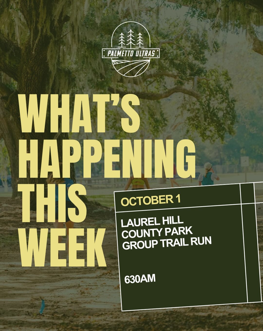 Here's what's going on in the world of running right here in Charleston this week!
There are group runs put on by some great organizations pretty much every night of the week🥳
Don't forget our weekly group trail run at Laurel Hill County Park at 630AM!
And there's just TWO spots left for our pop up race next weekend: Hell Hole Half 😈 🔥 Register on ultrasignup
#palmettoultras #lowcountrytrailrunners #charlestonrunning