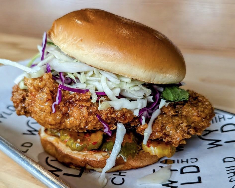 The kimchi pickles really seal the deal on the wyld style chicken sando!