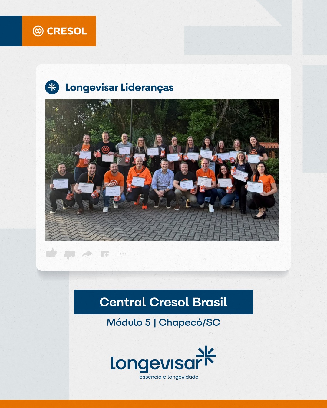 Vivemos intensamente o nosso propósito de fortalecer e estruturar cooperativas que promovem o desenvolvimento dos associados e das comunidades. Com alegria e entusiasmo, compartilhamos alguns momentos ao lado da Central Cresol Brasil.
Este evento proporcionou uma imersão profunda nos pilares da Governança Corporativa: Propriedade Coletiva, Direção Estratégica, Gestão Executiva e Fiscalização e Controle.
Atuar ao lado da administração da cooperativa em um projeto tão importante para o futuro da organização, seus associados e a comunidade em geral é uma honra para nós, da Longevisar!
Parabenizamos e expressamos nossa gratidão ao Conselho de Administração, ao presidente Braulio Zatti e à Diretoria Executiva da cooperativa pela liderança neste processo e pela confiança depositada na Longevisar! Vocês tornam este programa de formação possível e inspirador!
. . .
Essência e longevidade. 💎
Especialistas em governança corporativa para sociedades cooperativas. 🤝
📲 WhatsApp: +55 51 9 9825 2161
👉 Contatos no link da bio: https://linktr.ee/longevisar
💻 www.longevisar.com.br
#longevisar #cooperativismo #cooperativas #governança #gestão