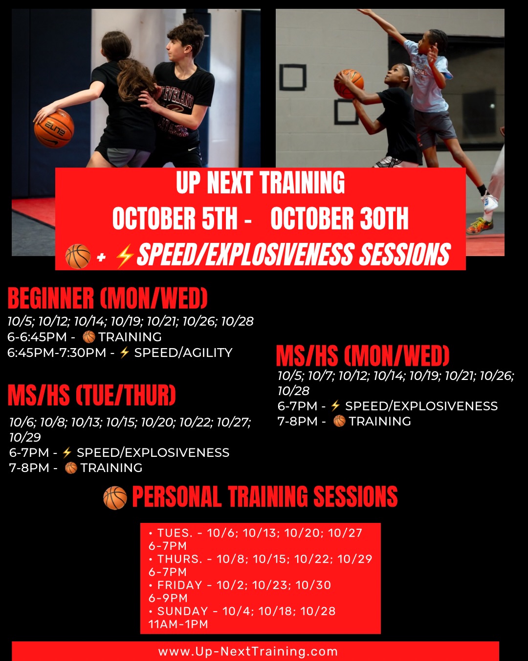 OCTOBER SCHEDULE DROP
Get prepared for your MS/HS & COBA Seasons N:OW!!
Registration link: www.Up-NextTraining.com
Are 🫵🏽 Up Next⁉️
📍| Columbus, OH
#UpNextTraining #UnlockYourPotential
.
.
.
#basketball #basketballtraining #explorepage