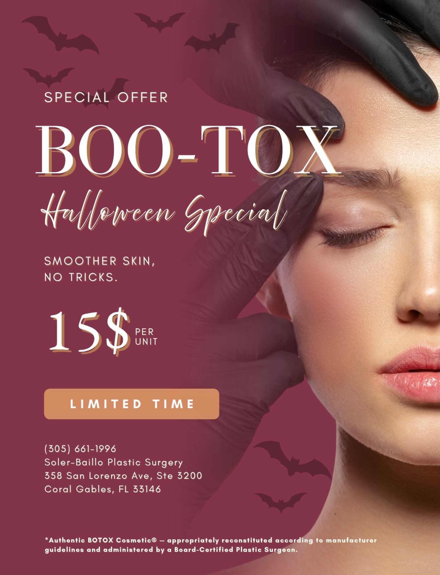 🎃 A little Halloween treat for your skin… 👻
For a limited time, Botox is $15/unit instead of our usual $17/unit! ✨
And because your results matter, our Botox is properly reconstituted according to manufacturer guidelines, never diluted. Quality, precision, and natural-looking results always come first. 🤍
🖤 Halloween Botox Special
💉 $15/unit
📍 358 San Lorenzo Avenue, Coral Gables
Limited-time special. Book your appointment and treat yourself to a little refresh this Halloween. 🎃✨
#BotoxMiami #CoralGablesBotox #MiamiAesthetics #BotoxSpecial #SolerBaillo