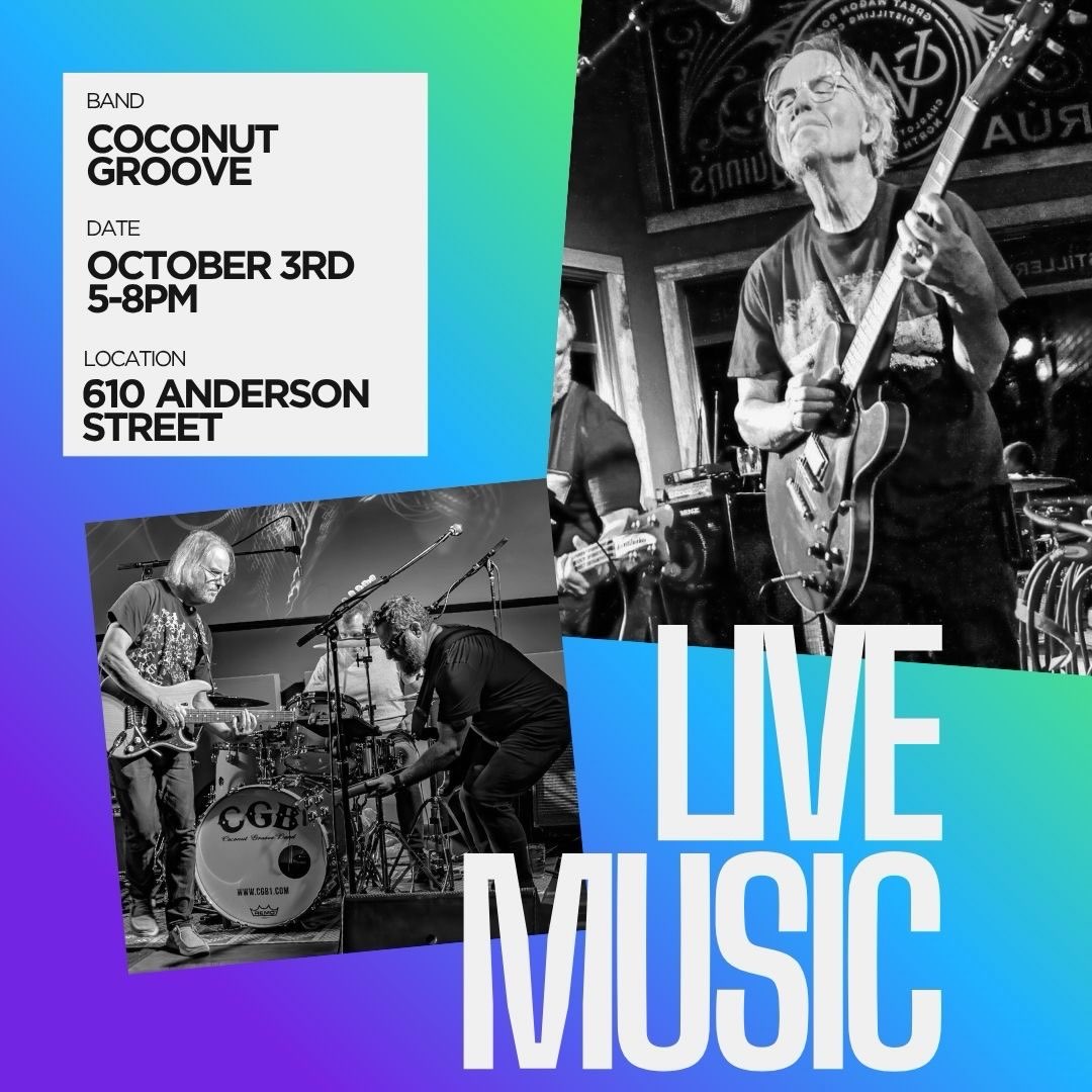🎸 COCONUT GROOVE IS BACK! 🎸
Get ready for an afternoon of classic rock, good drinks, and even better vibes! Coconut Groove takes over the patio October 3rd from 5–8PM. 🎶
Grab your crew, grab a drink and settle in for some live music at GWR NoDa. With 14 beers on draft, craft spirits, and FREE PARKING, there’s really no excuse not to make a night of it. 🍻
Tag your friends 👇 who need a patio + live music kind of night!
📍 610 Anderson Street
⏰ 5–8PM
🎸 Coconut Groove LIVE