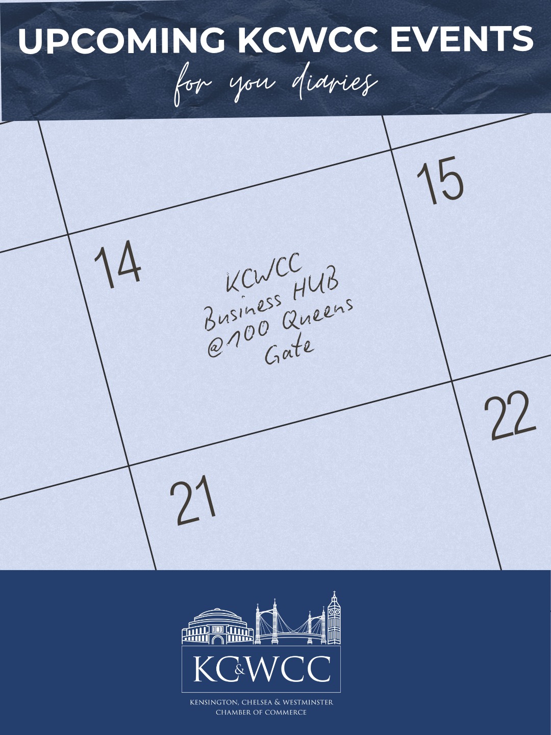 Calling all London professionals! Are you ready to level up your knowledge and your network this season?
We’ve curated an unmissable lineup of events designed to help you learn, collaborate, and celebrate with the brightest minds in Kensington, Chelsea, and Westminster.
Here is what is coming up:
🗓️ 14 Oct 📍 100 Queen's Gate Hotel | KCWCC Business Hub 💻
Leave the small talk at the door! This is a dedicated afternoon for expert advice sharing, featuring focused sessions on cybersecurity to keep your business safe.
🗓️ 22 Oct 📍 Royal Lancaster London | KCW Business Awards 2026 🏆
The biggest night of the year, celebrating the best businesses of our boroughs!
🗓️ 3 Nov 📍 The Park Tower Hotel | November Business Networking 🍸
🗓️ 9 Dec 📍 The Strand Palace | Annual Christmas Lunch 🎄🍾
Celebrate in grand style! Expect a bubbly reception, a sumptuous 3-course lunch with fine wines, and a charity auction. Plus, we are welcoming inspirational speakers Fatima Whitbread MBE and Paralympic Gold medallist Jonathan Broom-Edwards, alongside live music from the incredible Nucleo Project!
Whether you're looking for expert advice, your next big partnership, or simply want to celebrate the year's successes with fellow local businesses, our community is the place to be.
🎟️ Tap the link in our bio to book your tickets before they sell out!