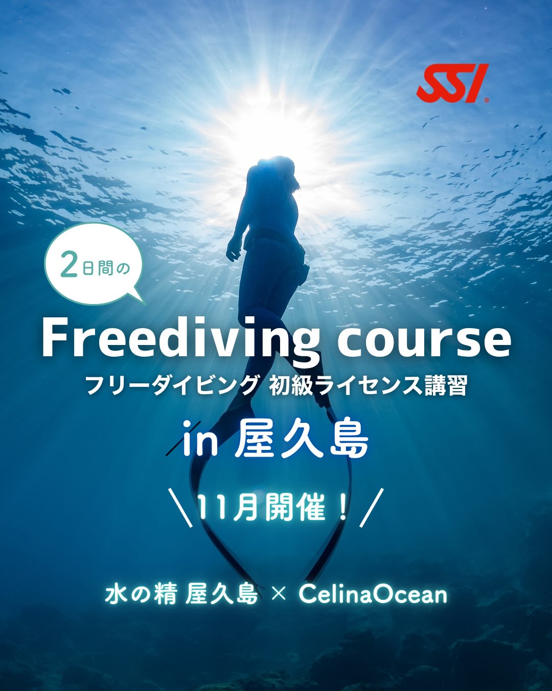 11月も屋久島でやります🙌
【フリーダイビング初級ライセンス講習】🤿🪸
現在、オーストラリアで🇦🇺
ご活躍中のセリーナさんが、
今年の9月に屋久島でフリーダイビング講習
をして下さいましたが、
11月も屋久島にきてくれます🙌🙌🙌
@celina_ocean
セリーナさんは、
SSIフリーダイビングインストラクターであり🧜
フリーダイビング世界選手権の日本代表で🇯🇵
オーストラリア🇦🇺フリーダイビング世界選手権
では、総合2位🥈👏
泳ぎ方も、潜り方もとっても美しく、
笑顔がチャーミングで、
とっても可愛いお方です🩷
9月に私も講習会に参加しましたが、
段階を踏んで、各種スキルを教えてくれて、
挑戦させてくれて、
そして、常にセリーナさんが
すぐそばで見守ってくれている安心感🩵
息を止めること、深く潜ること、
安心して挑戦できます☺️
そして、学科もみっちりあります✏️
学科は事前にe- learningでみっちり勉強し、
重要な部分を講習会1日目にセリーナさんから
教わります🧑🏫
潜るために知っておくべき知識、
海、水辺の知識、
レスキューの知識もしっかり学べます🛟
この機会にぜひ、
セリーナさんにフリーダイビングのあれこれを
教えていただきましょう😍✨✨✨
日程は、
11/9.10(月、火)🈳2名
11/14.15(土、日)🈳2名
丸2日間の講習会です🤿
詳細知りたい方は、
私までDMまたはコメント下さい🩵
@mizunosei.yakushima
𓇼𓇽𓇼𓇼𓇽𓇼𓇼𓇽𓇼𓇼𓇼𓇽𓇼𓇼𓇽𓇼𓇼
【水の精 屋久島】
嵯峨 京子|SAGA KYOKO🧜
@mizunosei.yakushima
こちらをタップ👆
プロフィールの1番下をタップすると
ホームページにとびます🐠
フォロー嬉しいです💖
海のおそうじ🚮✨
×
【シュノーケリング 半日】1グループ貸切
8,300円/1人
7,700円/2人
6,800円/3人
【スキンダイビング 半日】1グループ貸切
11,300円/1人
9,900円/2人
8,600円/3人
【ファンスキンダイビング】
1グループ貸切
7,700円/1人
6,800円/2人
5,000円/3人
【体験ダイビング 半日】
1グループ貸切
12,200円/1人
11,300円/2人
9,900円/3人
お支払いは現金のみです🌺
𓆉𓈒𓂂𓏸𓆟𓏸𓂂𓈒𓈒𓂂𓏸𓆜𓆝𓆞𓏸𓂂𓈒𓈒𓂂𓏸𓆉𓏸𓂂𓈒𓂂𓏸𓆟𓏸𓂂𓈒𓇼
#水の精
#屋久島暮らし
#水辺の事故ゼロを目指してます
#楽しく安全に海遊び
#人が入れば入るほど海を綺麗に