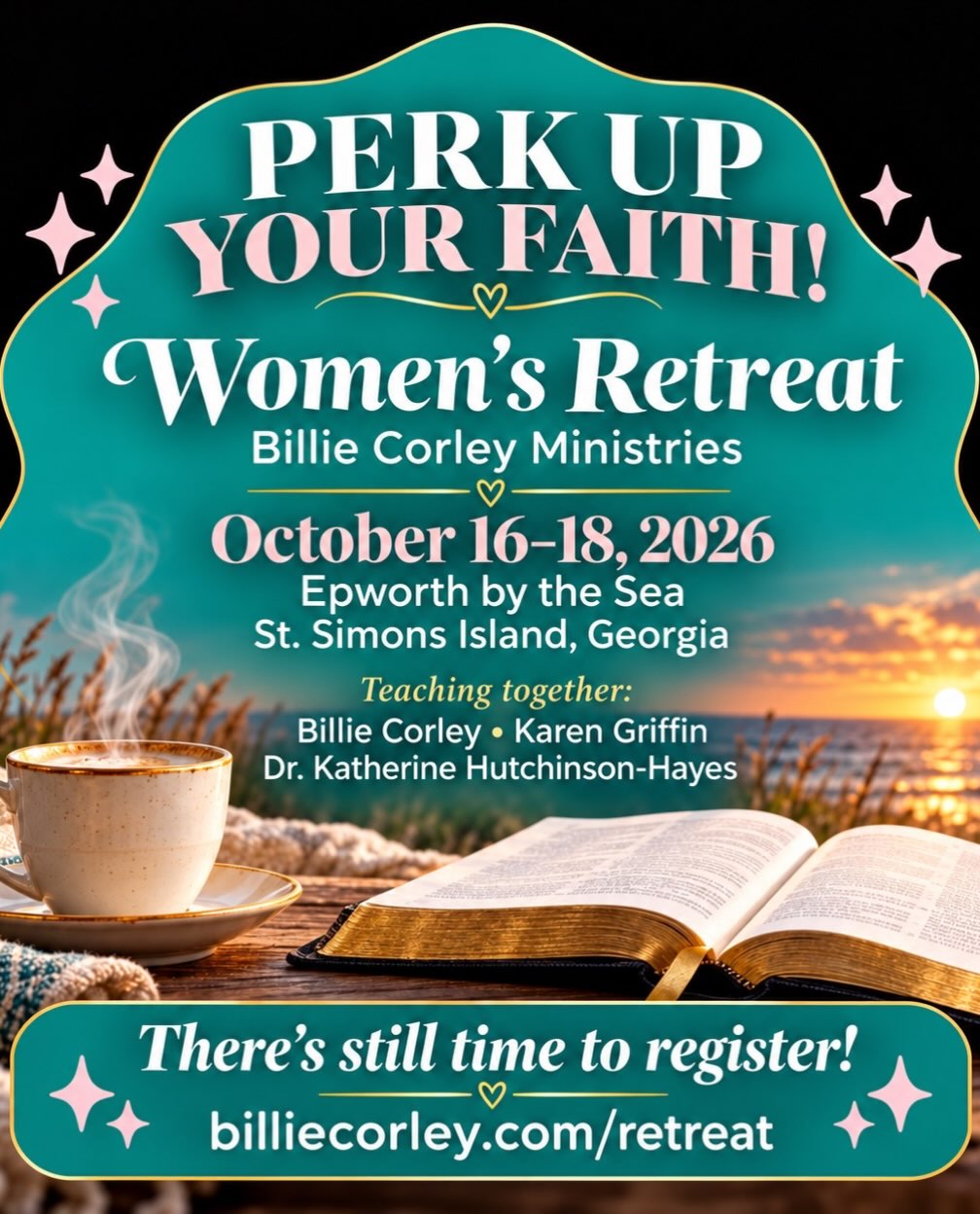 Ladies, let’s trade a little of our everyday hurry for faith, friendship, and a beautiful island weekend! ☕🌊💗
I’ll be teaching alongside Billie Corley and Karen Griffin at the Billie Corley Ministries Women’s Retreat, October 16–18, 2026, at Epworth by the Sea on St. Simons Island, Georgia!
Our invitation? “Perk Up Your Faith!” Join us for Bible teaching, worship, laughter, and time to reconnect with God and one another.
Bring your Bible, your comfy shoes, and a girlfriend who makes you laugh. Yes, the people at home can locate the refrigerator without you for one weekend! 😉😂
There’s still time to register!
👉 Visit billiecorley.com/retreat for registration and details.
Tag a friend you’d love to bring, share this invitation, and comment “PERK UP” if you’re ready to join us!
BillieCorleyMinistries WomensRetreat PerkUpYourFaith StSimonsIsland EpworthByTheSea ChristianWomen FaithAndFriendship WomensMinistry KatherineHutchinsonHayes