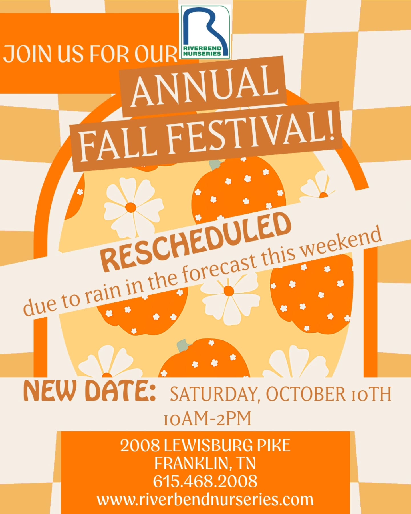 Share & repost! 🍁✨️Our annual Fall Festival is rescheduled to Saturday, October 10th from 10am-2pm! Join us for hayrides, petting zoo, face painting, pumpkin painting, and more free family fun! SHARE & REPOST TO HELP US GET THE WORD OUT!💛
👉We're not letting the rain in the forecast damper our fall fun though!🍁
This Thursday-Saturday:
☆All 10" (perennial) Mums are $9.50! Plant them after you've enjoyed them on your porch for blooms year after year!
☆3G Ornamental Grasses are $12!
☆3G Hollies are $19!
📍2008 Lewisburg Pike, Franklin
