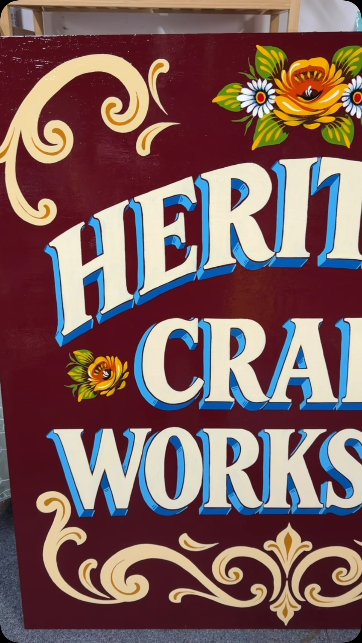 The lovely Sian has come to collect her new workshop sign — and I’m not sure I was emotionally prepared to let it go! 😂
All painted by hand, it’s a bit of a glorious mash-up of traditional signwriting, decorative scrolls and colourful canal art. No vinyl, no computers, no shortcuts — just paint, brushes and a frankly unreasonable amount of time spent fussing over tiny details.
It’s freed up a nice bit of space in the workshop….
I might have to paint myself something similar. Purely to fill the space, obviously. Nothing to do with being jealous of Sian’s sign. 👀
#sign #TraditionalSignwriting #roses #HandPainted #signpainter