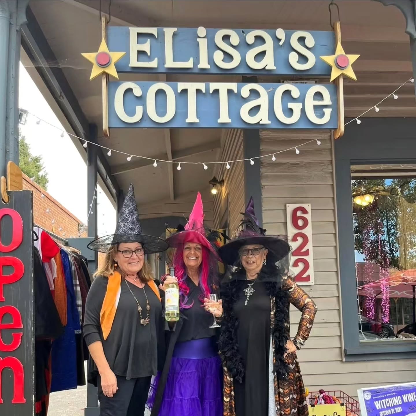 The Witching Wine Walk is just a little over two weeks away on Saturday October 17th, from 1-5 pm!
Take advantage of pre-event pricing: $35 per person/$60 for a pair. Get yours before they sell out online at beniciamainstreet.org or at Benicia Main Street Depot, 90 First Street, Benicia
Elisa's Cottage (pictured here) is one of 30+ Tasting Locations for this popular annual event. Located at 622 First Street, this charming vintage boutique offers unique hats, vintage jewelry, high-end thrift finds (like vintage purses), and custom fashion artwork created from recycled garments.
Get ready to Sip, shop & stroll!!