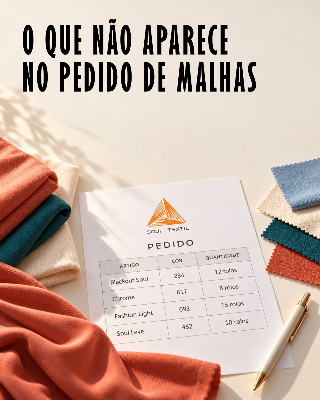 No pedido, fica registrado código, cor, quantidade, valor. Não fica registrada a escuta, o conhecimento e a confiança que fazem isso virar pedido. Hoje é Dia do Representante Comercial. Obrigado por representar a Soul em cada visita.