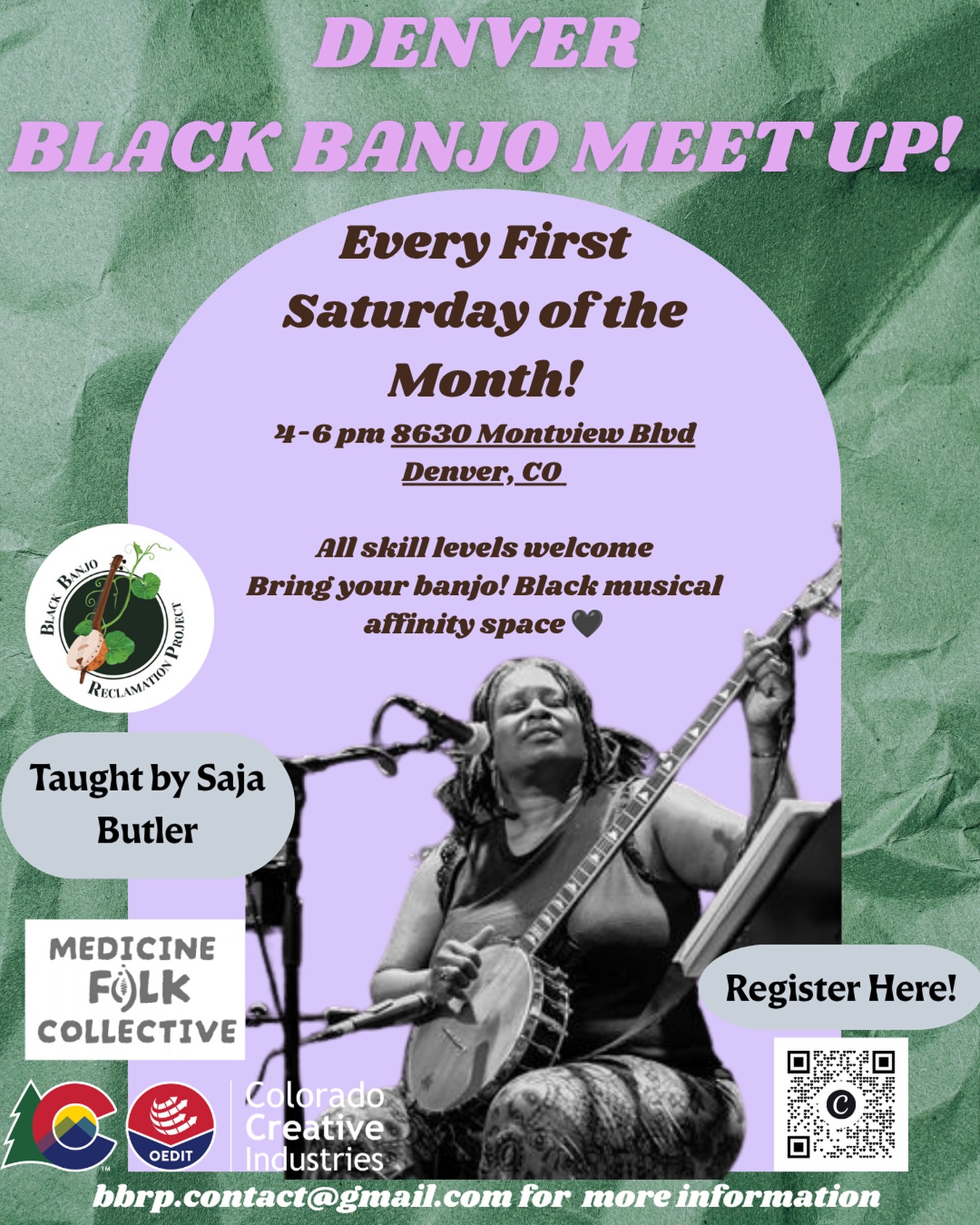 ✨BBRP is all around the West!🎶
🏔️Colorado folkies you’re in luck!🪕
@afro_banjo is a long time banjo instructor and musician who is going to be leading the banjo meet up in Denver🪕🎶🙏🏽
Registration is in the b!0
This is a collaboration with the Medicine Folk Collective and sponsored by @co_creatives
We are so excited and grateful to be exploring the Black history of the west and finding ourselves in the banjo as we do it. See you Oct 3rd at 4 pm after the BBRP online banjo meet up!