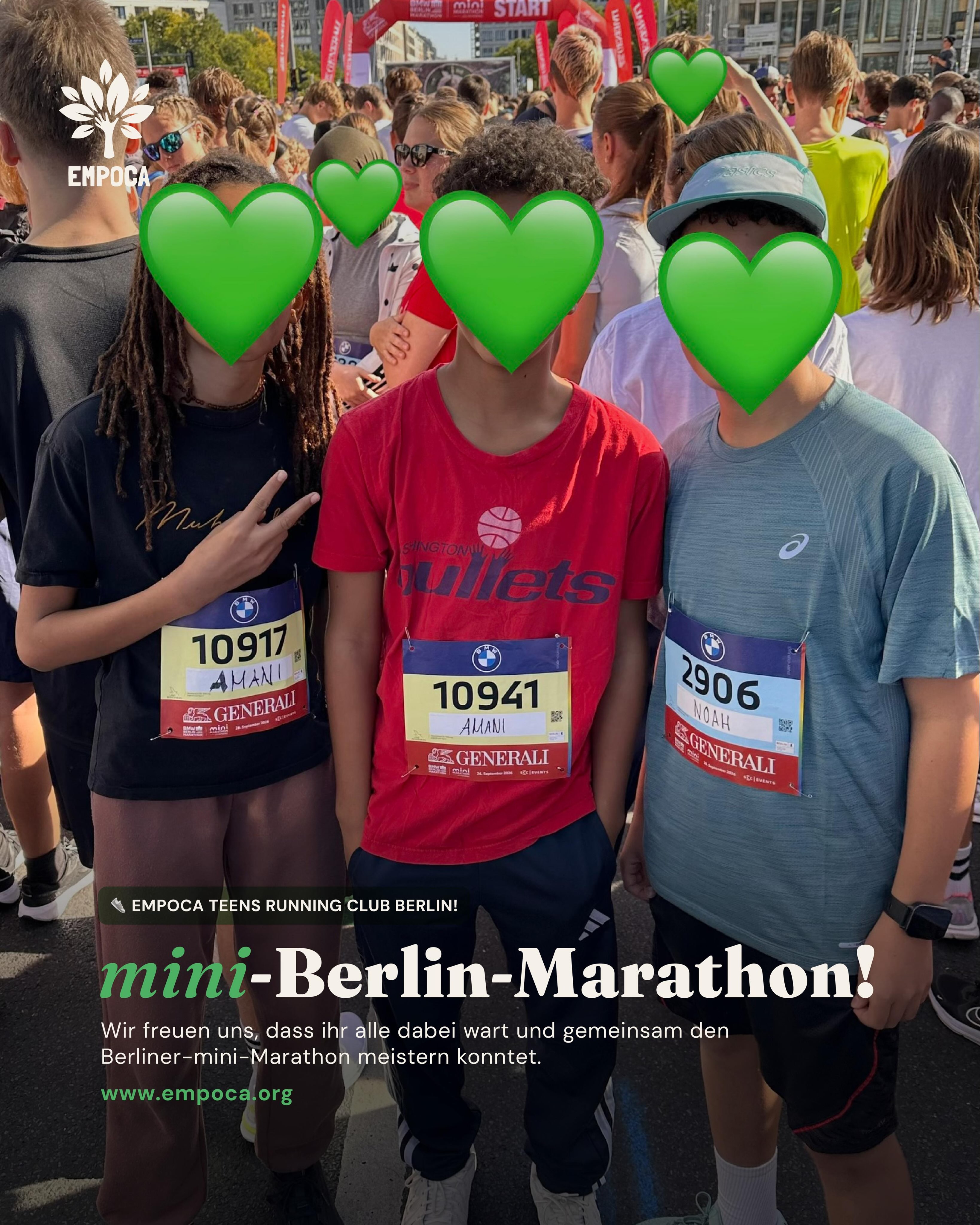 IHR HABT ES GESCHAFFT 💚
Aus einer Laufgruppe wurde ein Team.
Wochenlang gemeinsam trainiert. Am Samstag seid ihr alle gemeinsam gestartet und einzeln oder Seite an Seite ins Ziel gekommen.
Am Ende wart ihr vor allem eins: stolz auf euch selbst. 🫶🏾
Danke an alle Teens, Eltern, Coaches und @asicsrunning für euren Support.
Das war erst der Anfang. Stay tuned!
#soproud #berlinmarathon #minimarathon #firsttime