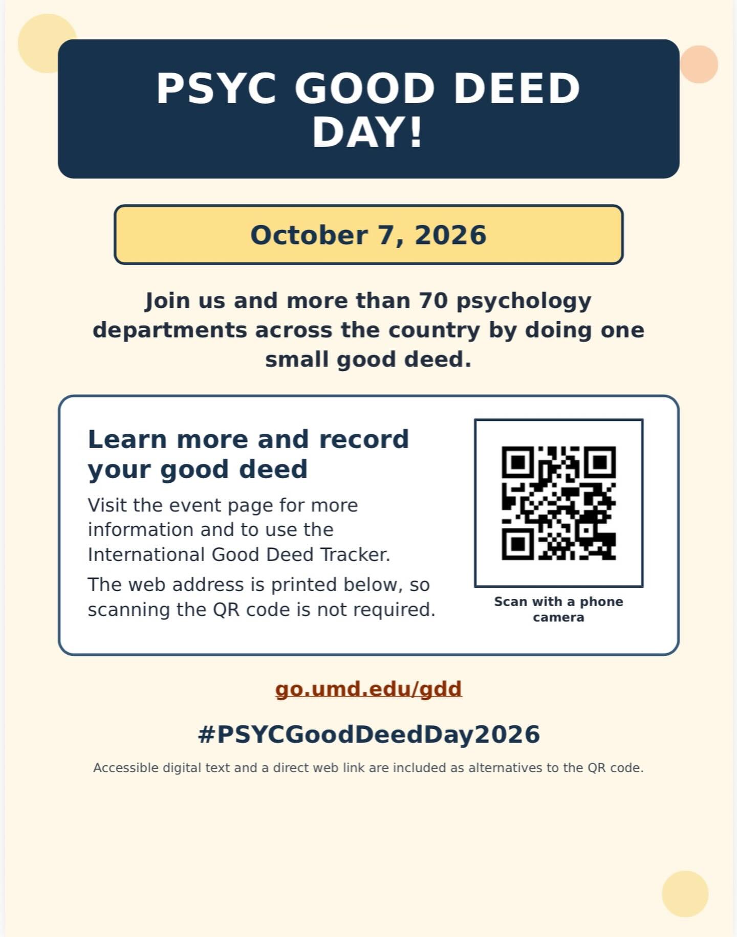 PsySci will be hosting events 10:30-4:30 on the pedway outside the student Union.