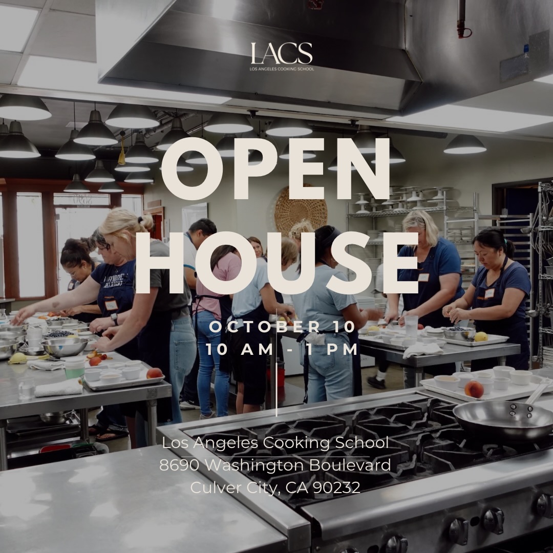 Come see what LACS is all about at our Fall Open House 👩🍳🍁 Tour our kitchens, meet the LACS team, enjoy live chef demos, spin the prize wheel, and learn more about our upcoming cooking and baking classes.
Come by, explore the school, and spend some time with us in the kitchen! 🤩