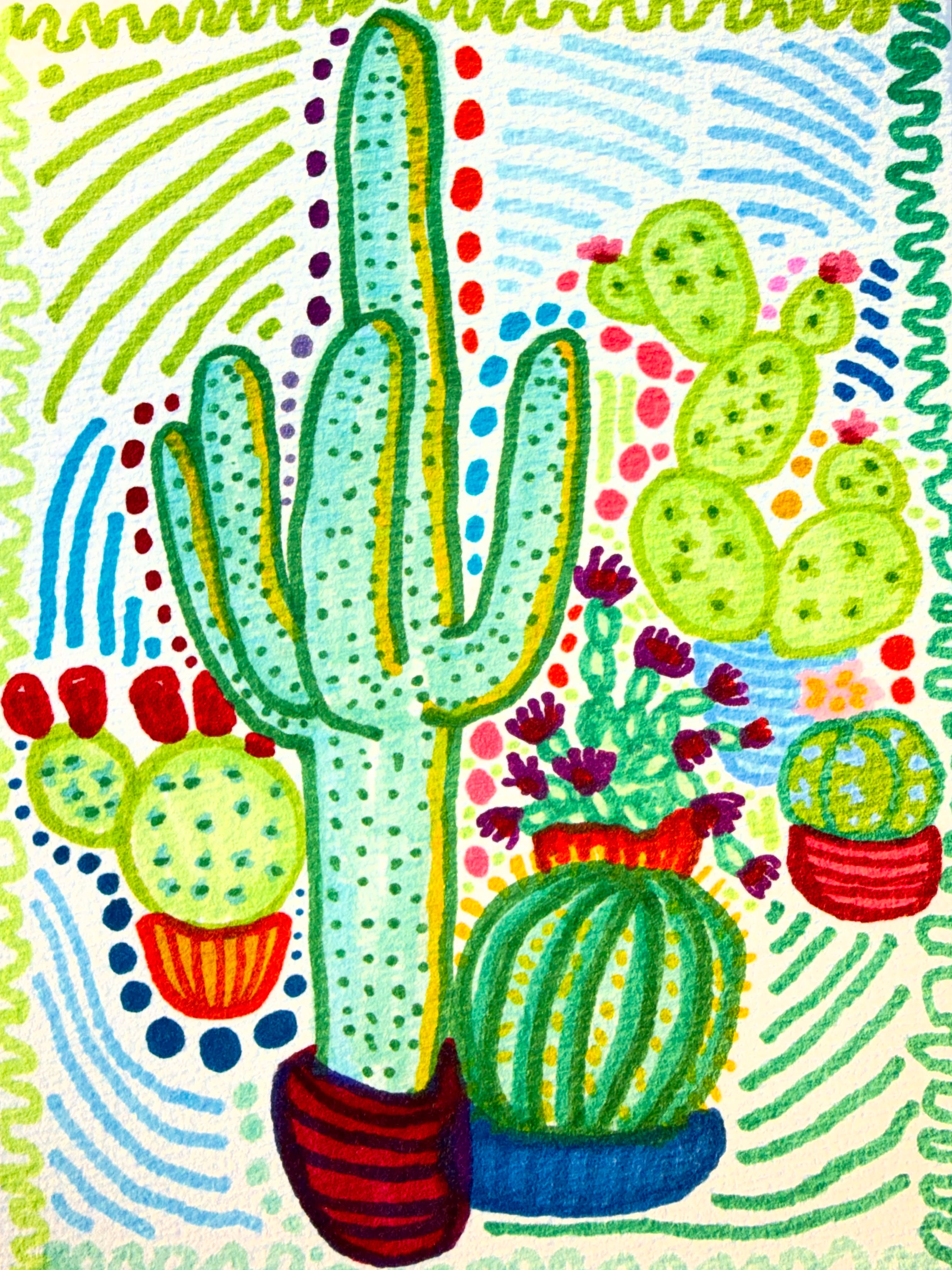 Day 4 of @inktober ~ cactus 🌵
I’m proud of myself for doing today’s drawing despite being in the car for 6+ hours! It felt very fitting to create this quick little drawing while driving through the Arizona desert. 🌞
pen on paper
#inktober #inktober2026cactus #inktober2026