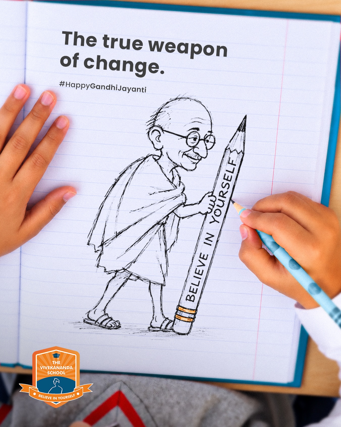 Gandhiji changed the world with simple tools: truth, patience, and an unshakeable belief in himself.
At The Vivekananda School Gurugram, every child holds that same power in their hands. One pencil, one idea, one brave step at a time.
Hereโs to every vivekian shaping a kinder, braver tomorrow.
Happy Gandhi Jayanti. ๐ฎ๐ณ
#thevivekanandaschool #believeinyourself #schoolsingurgaon #preschoolsingurgaon #bestcbseschoolsingurgaon