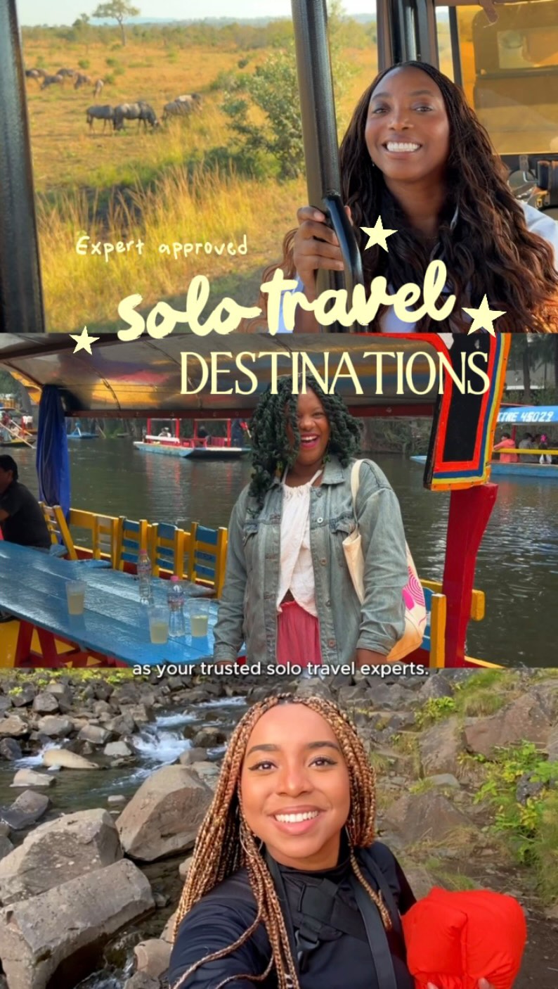 Because your group trips don’t be making it out of the group chat…
meet your solo travel experts 👋🏽
@thesojournies: the train travel queen 🚂 culture through rail journeys, history + slow travel
@marissa.daily: adventure travel bestie 🥾 culture + outdoors + adrenaline
@lilmsawkward : luxury travel ✨ Africa travel + elevated stays + unexpected food experiences (or culinary)
#solotravel