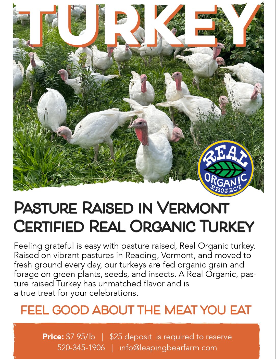 Have you reserved a turkey for the holidays? We only have 50 available, and they’re sure to create some unforgettable meals🍗
Contact us to get a pasture raised, real organic turkey raised right here in Vermont.