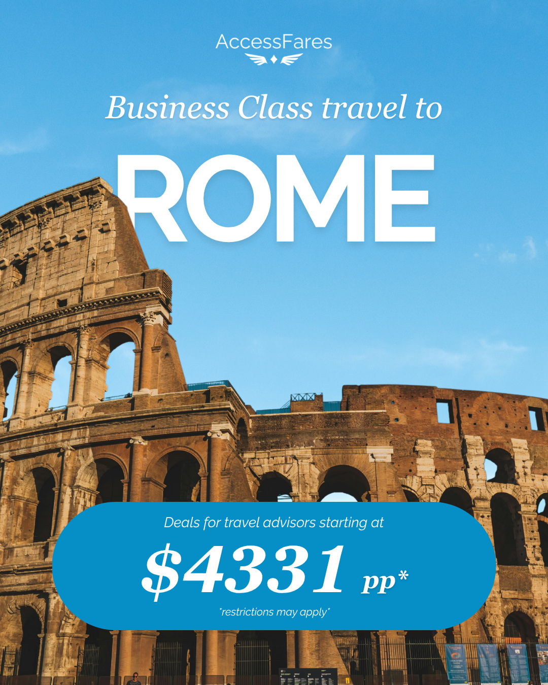 Your clients’ next Italian getaway starts here. 🇮🇹 This week’s Jet Set Thursday is headed to Rome, with premium airfare deals worth sharing.
#travel #traveladvisor #travelblog #rome #italy