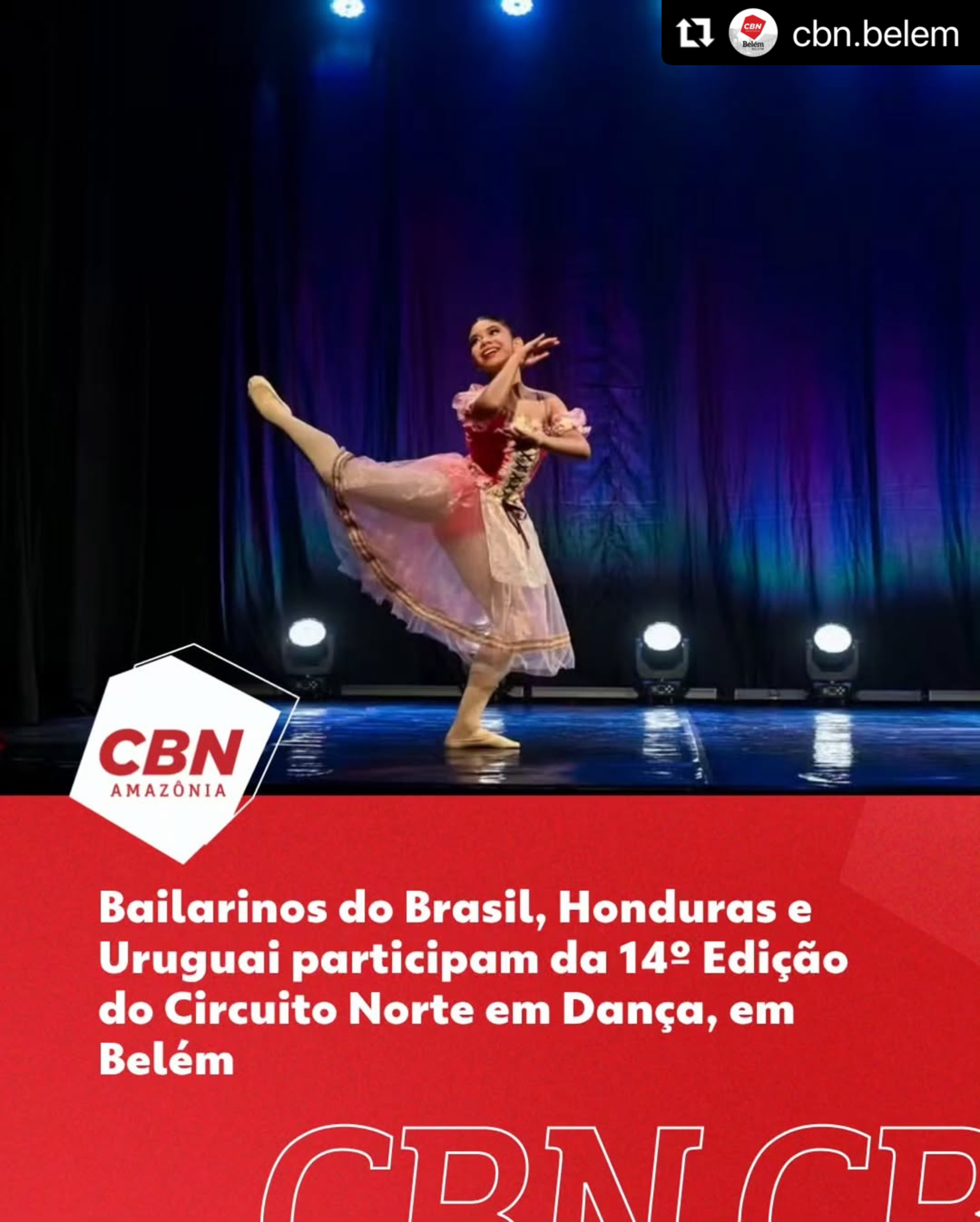 #Repost @cbn.belem with @use.repost
・・・
A 14ª edição do Circuito Norte em Dança começou nesta segunda-feira (28), em Belém. O evento reúne cerca de mil bailarinos, 57 grupos de 11 cidades e participantes do Brasil, Honduras e Uruguai.
A programação conta com competições, apresentações artísticas, premiações e homenagens. As atividades serão realizadas no Theatro da Paz e no Hangar Centro de Convenções e Feiras da Amazônia.