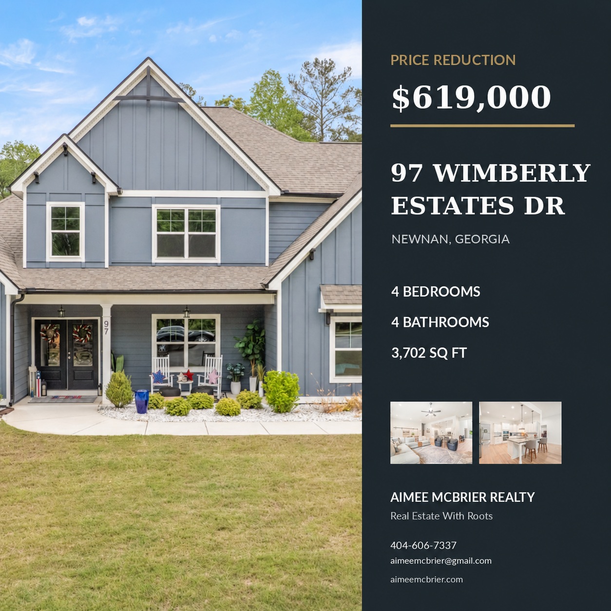 🏡 PRICE REDUCTION | 97 WIMBERLY ESTATES DR | NEWNAN
✨ NOW $619,000 ✨
If you’ve had your eye on this beautiful Newnan home, now is the time to take another look!
Offering 4 bedrooms, 4 bathrooms and 3,702 sq. ft., 97 Wimberly Estates Dr combines an open, light-filled floor plan with beautiful finishes and the space today’s buyers are looking for.
The heart of the home is the gorgeous kitchen with white cabinetry, stainless steel appliances, spacious countertops, oversized pendant lighting, and a large island that naturally brings everyone together.
From there, the home opens into generous dining and living spaces featuring soaring ceilings, oversized windows, abundant natural light, and a beautiful fireplace.
And wait until you see the primary suite. ❤️ The spacious bedroom leads to a spa-inspired bath with a soaking tub, oversized tiled shower, double vanity, and an impressive custom walk-in closet.
Need even more flexibility? The upstairs space can easily become a media room, office, playroom, guest suite, or additional living area.
📍 97 Wimberly Estates Dr, Newnan, GA 30263
💰 $619,000
🛏 4 Bedrooms
🛁 4 Bathrooms
📐 3,702 Sq. Ft.
Ready to see it in person?
📞 Aimee McBrier | 404-606-7337
📧 aimeemcbrier@gmail.com
🌐 aimeemcbrier.com
Aimee McBrier Realty | Real Estate With Roots
With deep roots in Coweta County and extensive experience helping buyers and sellers throughout the area, Aimee combines local knowledge, personal service, and modern real estate marketing to help clients make their next move with confidence.
#PriceReduction #NewnanGA #NewnanRealEstate #CowetaCounty #GeorgiaRealEstate #HomeForSale #AimeeMcBrierRealty #RealEstateWithRoots #NewnanHomes #DreamHome