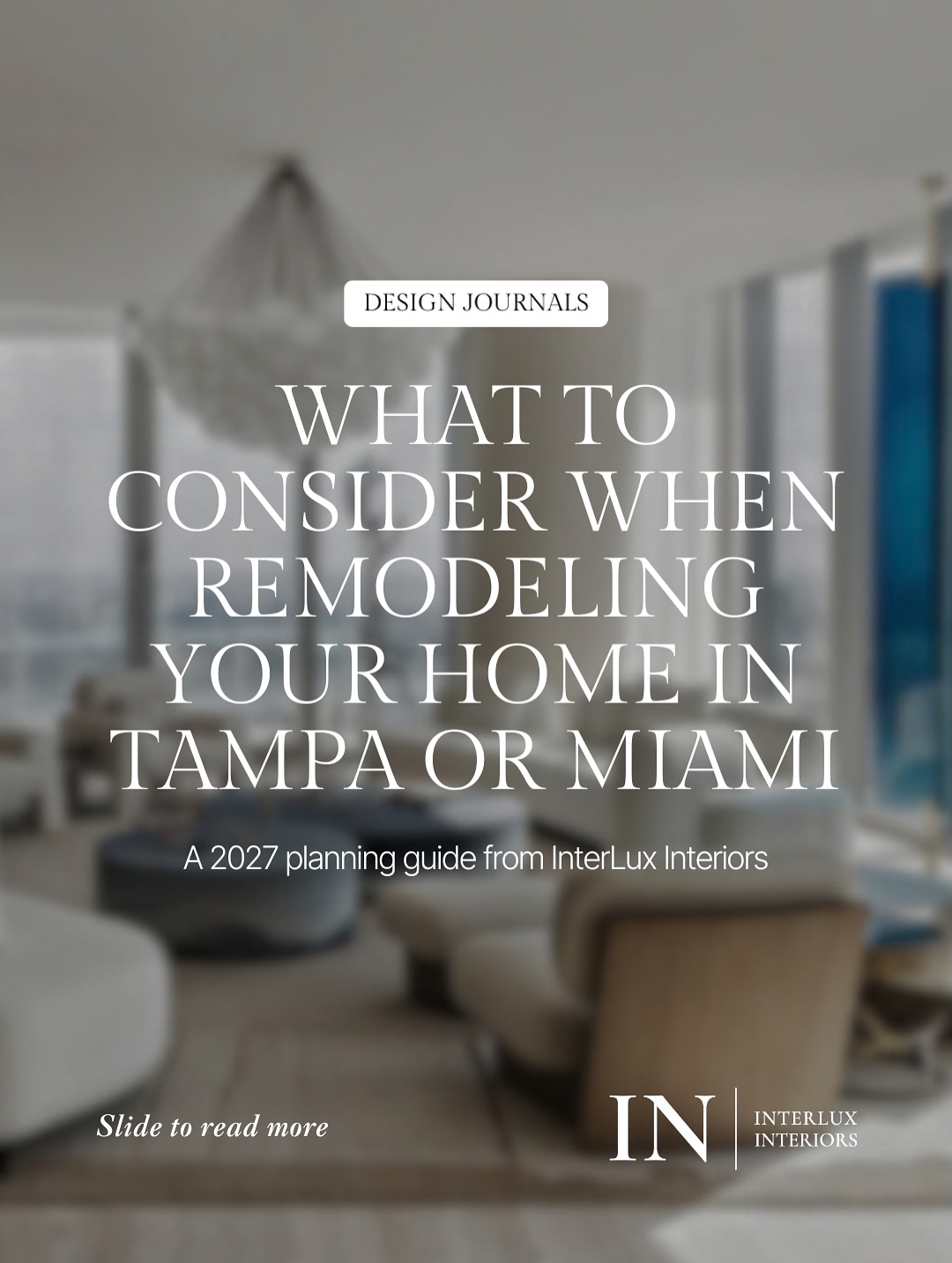 Planning a home renovation in Tampa or Miami? There’s a lot to work through before choosing finishes.
Your budget, building requirements, material lead times, and how you plan to live in the home all influence the decisions ahead. Understanding them early helps you plan with greater confidence and avoid costly surprises.
In our latest blog, we share what to consider before you begin, with practical guidance for homeowners renovating houses and condos in coastal Florida.
Read the full guide through the link in our bio.
#InterLuxInteriors #TampaInteriorDesign #MiamiInteriorDesign #HomeRenovation #LuxuryInteriors #CondoRenovation