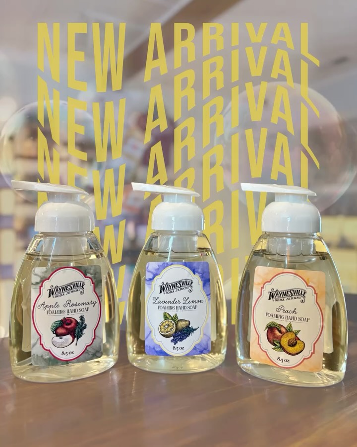 🍎🍋🍑 New on our gift shop shelves: Foaming Hand Soaps! 🧼
We teamed up again with the ladies at @whollygoatsoap on three scents inspired by our craft sodas: Apple Rosemary, Lavender Lemon, and Peach. They join the rest of our collab collection, alongside the soap bars, wooden-wick candles, and lip balms some of y’all just can’t get enough of. 😌
Set one by the kitchen or bathroom sink for the perfect touch in your mountain home, and a sweet reminder of the best soda made in the mountains. 🏔️
Stay tuned, too, because our holiday seasonal scents and flavors are dropping very soon! 🎄
Find them at 35 Bridges Street in Waynesville, NC. ✨ We’re open today through Saturday, 10AM–6PM. Then swing by Wholly Goat Soaps’ storefront just down the road on Main Street!
#waynesvillesodajerks #whollygoatsoaps #shoplocal #haywoodcounty #handcrafted