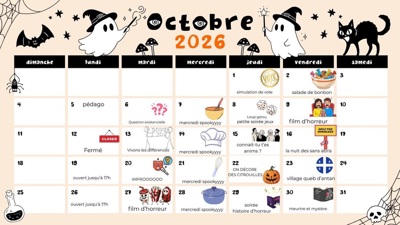 Calendrier du mois d’octobre ! 👻🎃