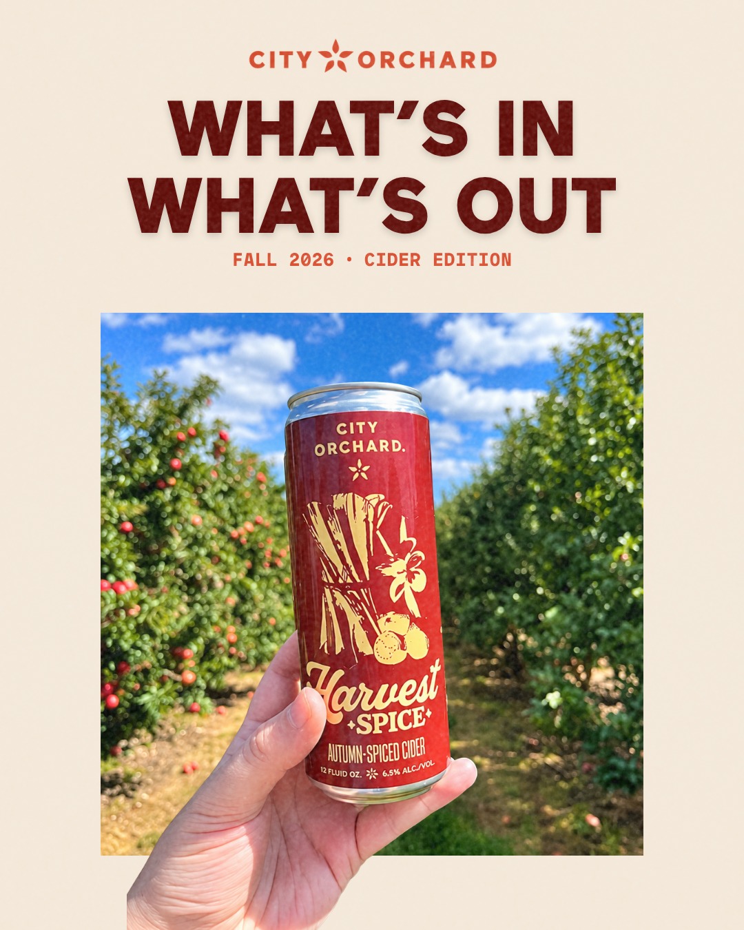 The fall 2026 in/out list is in, and Harvest Spice made the cut. 🍂
Crisp apple with warm spice on top, and none of the syrupy stuff. Cider for people who swore cider was too sweet.
Swipe through, then come find it on tap. 🍎