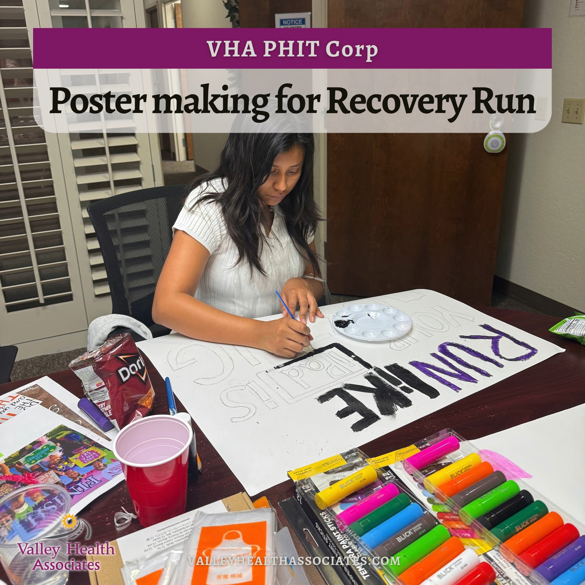 PHIT Corp members Araceli, Yazmin, and Karen came together to volunteer their time creating encouraging posters for the Recovery Run! Their creativity and positive messages will help cheer on participants while showing their support for recovery, hope, and our community. πββοΈπ¨πͺ
#ValleyHealthAssociates #VHA #PHITCorp #RecoveryRun #MontereyCounty