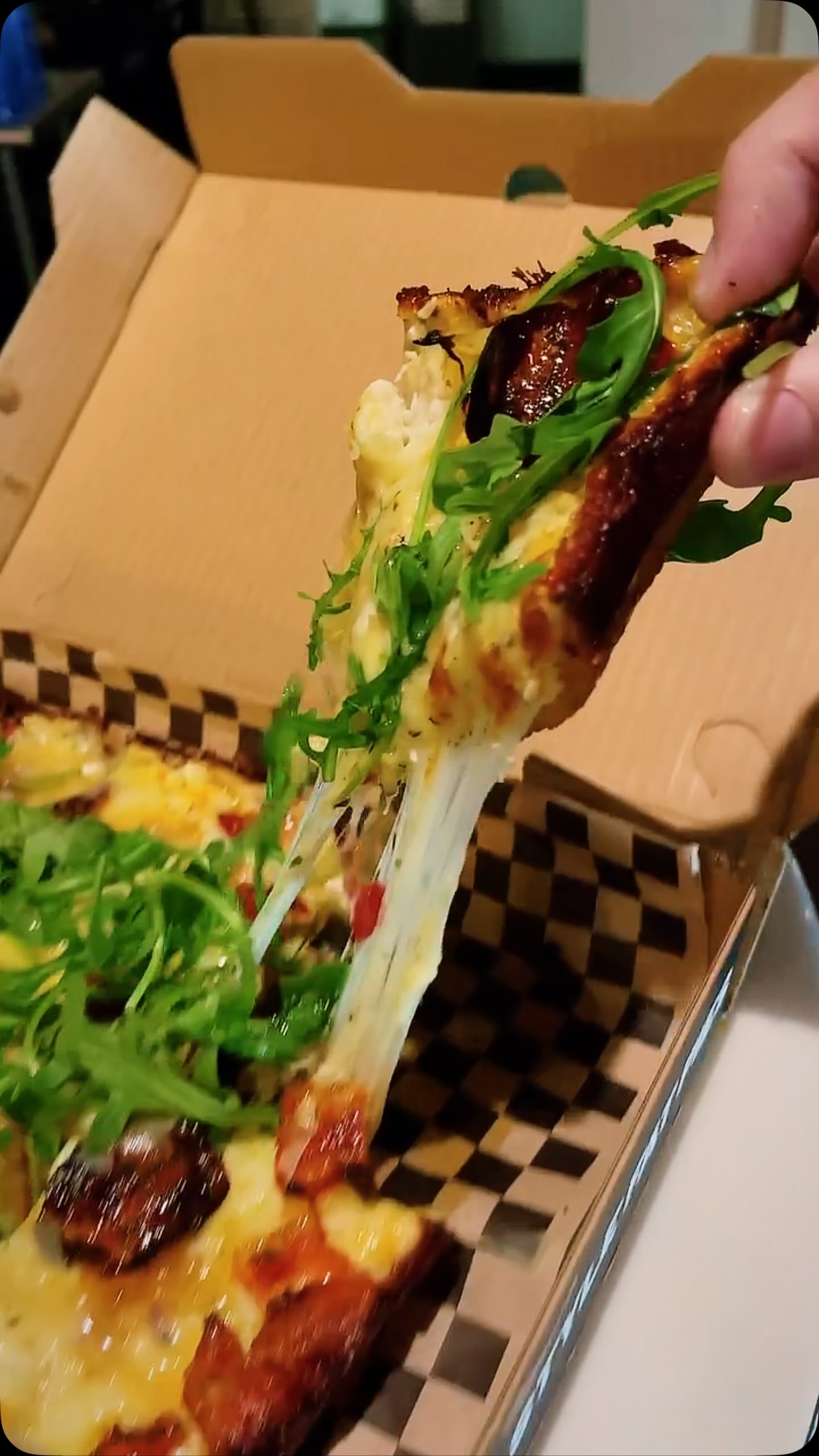 The bacon! The cheese! The chorizo! Hot honey and caramelized onions are the new cherry on top! It’s love in a pizza box!