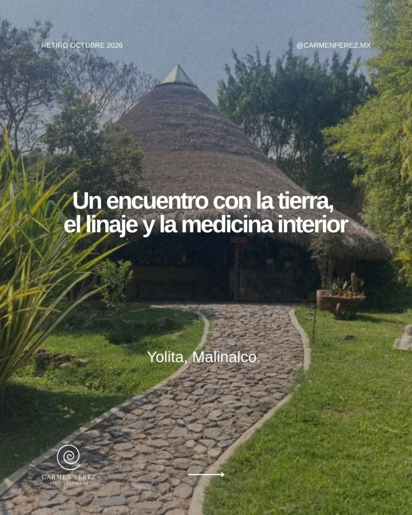 RETIRO DE TRES DÍAS · EXPLORACIÓN PROFUNDA Y EXPANSIÓN DEL SER 🌿
Este octubre nos encontraremos en Yolita, Malinalco, para recorrer juntos un proceso de tres días: desde la llegada y apertura del campo, hasta la ceremonia y la integración de lo vivido.
Cada día abre una puerta diferente.
JUEVES · Llegada y apertura del campo
Comenzamos con una bienvenida, meditación y Qigong para llegar al cuerpo y al presente.
Por la tarde, entraremos al trabajo de Constelaciones Familiares, abriendo el campo sistémico del grupo.
VIERNES · Cristalización y ceremonia
Una jornada de profundización.
Meditación, trabajo de cristalización y preparación para la ceremonia central de la noche, sostenida con sonoterapia y acompañamiento cercano.
SÁBADO · Integración y cierre
El regreso.
Práctica corporal, círculo de integración y un espacio para aterrizar lo vivido y llevarlo de vuelta a nuestra vida cotidiana.
Tres días para explorar.
Tres días para sentir.
Tres días para integrar.
📍 Yolita Wellness · Malinalco
📅 29, 30 y 31 de octubre de 2026
Grupo reducido · máximo 15 participantes
Hospedaje · alimentación consciente · acompañamiento médico
Facilitan Carmen Pérez y Pablo Alvear López
Cupo limitado y por invitación.
Para recibir información:
📲 Carmen 55 8534 4443
#CarmenPerez #RetiroEspiritual #Malinalco #ConstelacionesFamiliares #TrabajoInterior