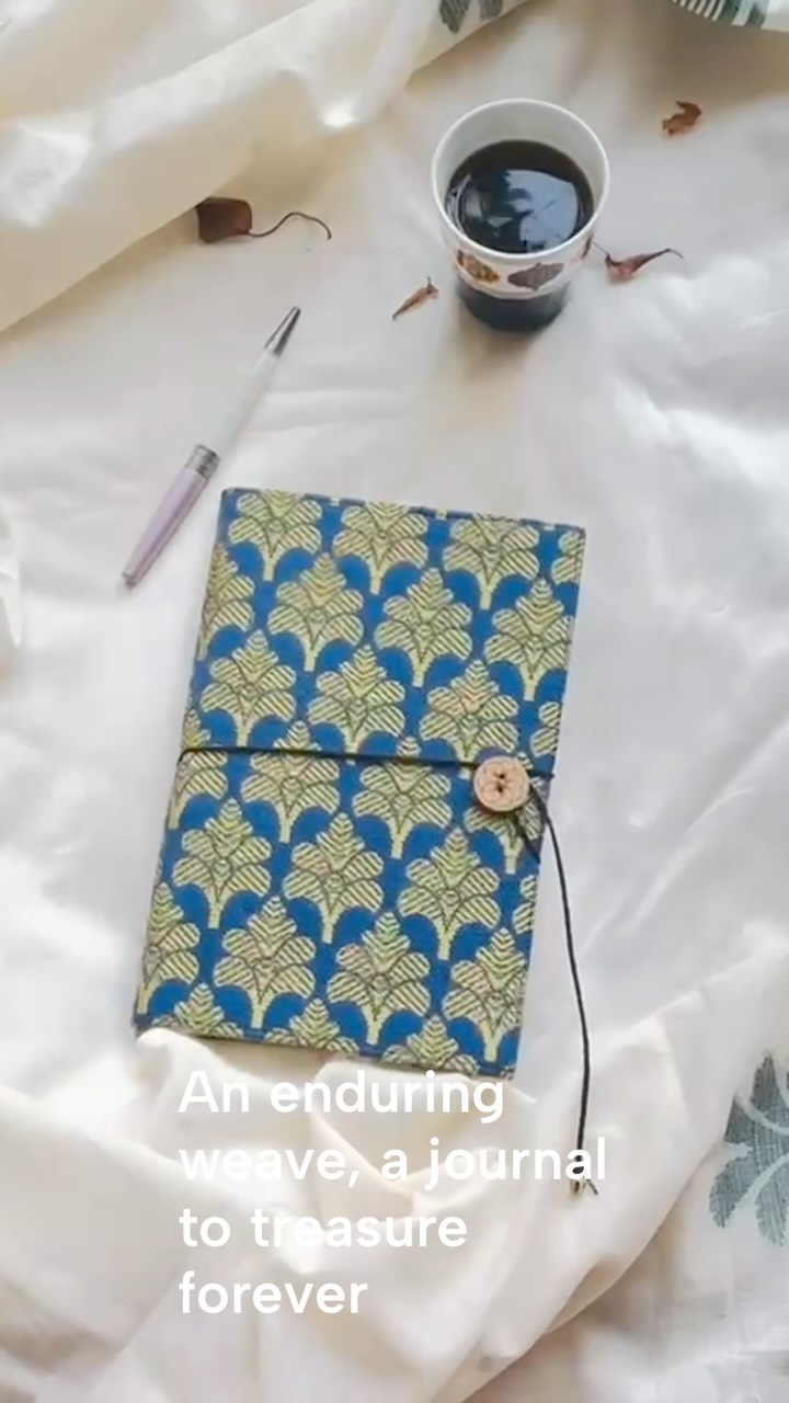 Our beautiful Himroo Journals have reusable sleeves designed to fit any A5 size notebook. So you can treasure the fabric long after you fill the first filler.
Himroo is an endangered hand weave of India that originated in erstwhile Aurangabad in the 14th century. Today there are less than 10 weavers of this craft remain. LoomKatha is preserving and catalyzing this ancient craft form at our Himroo Weaving Center. Each diary has been handwoven with skill and love by the last custodians of this craft. Your purchase encourages them to persevere and train a new generation in making this beautiful, royal textile