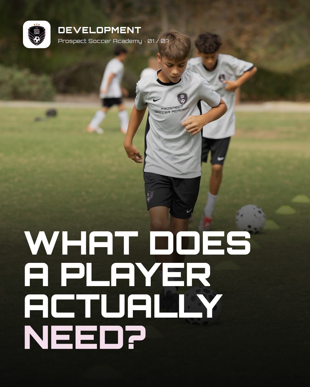 What does a player actually need to develop?
Four things. And none of them is another tournament.
Touches — thousands of them, with both feet, under pressure.
Feedback — a coach with time to fix one detail, then again tomorrow.
Safe mistakes — the freedom to try things without fear.
Time — development happens over years, not weekends.
Games test all of this. Training builds it.
Our players keep playing for their clubs. We give them the time to build the rest.
Save this, and share it with a soccer parent.
#youthsoccer #playerdevelopment #soccerparents #orangecountysoccer