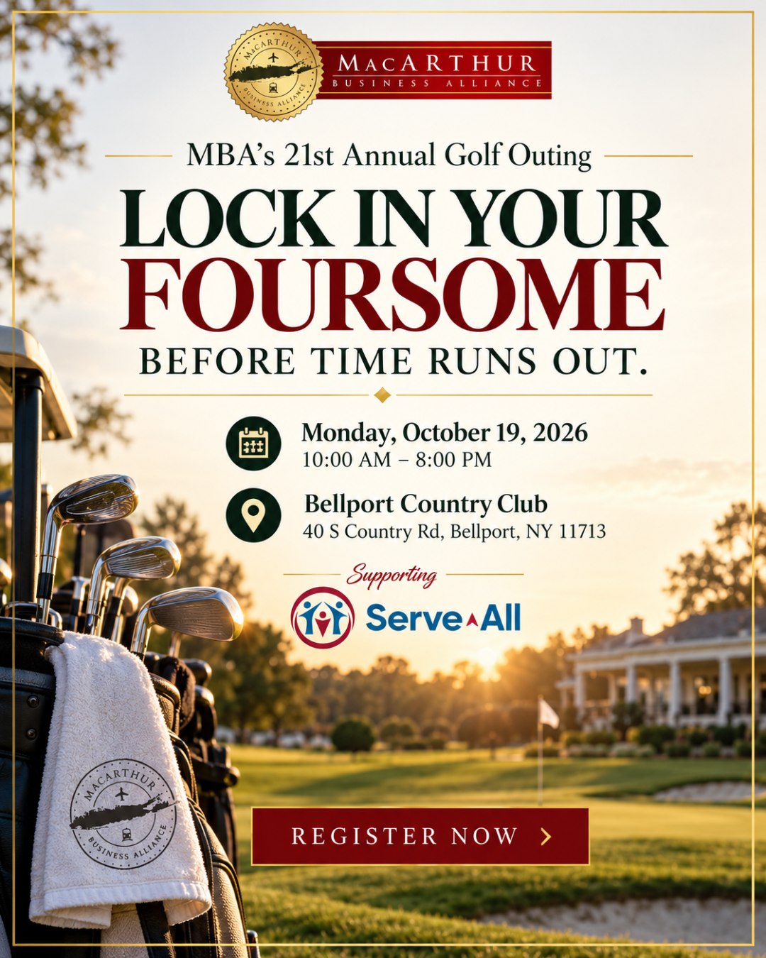 The MBAβs 21st Annual Golf Outing is coming up fast. β³
If youβve been planning to bring your team, clients, or business connections out for the day, now is the time to lock it in.
π
Monday, October 19, 2026
β° 10:00 AMβ8:00 PM
π Bellport Country Club
40 S Country Rd, Bellport, NY
Lock in your foursome before time runs out.
π Register at the link in our bio!