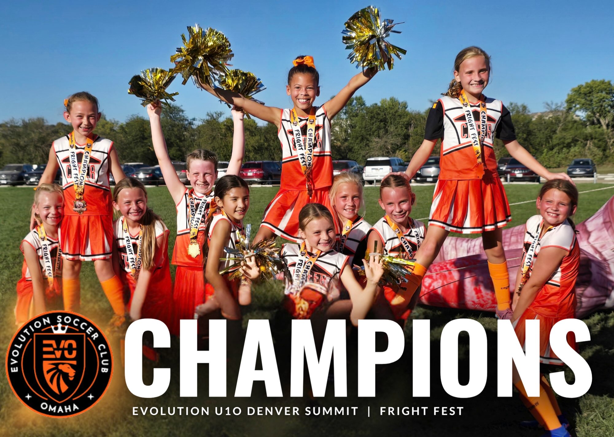 🏆 CHAMPIONS 🏆
EVO U10 Denver Summit
Fright Fest
In the championship game these girls faced an opponent who had beat them 0-1 in group play. They ended the finals 2-1 against that team and u10 top division champions 🎉 Way to keep pushing girls 🧡🖤
#omahaevolutionsoccerclub