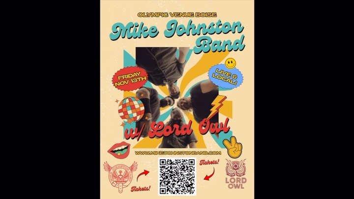 This November, Friday the 13th is not unlucky, in fact it is going to be amazingly lucky for all of you that grace us @theolympic_boise for an amazing rock show featuring @mikejohnstonband and @lordowlmusic! The doors open at 6:30 and Lord Owl will take the stage at 7 PM followed by the MJB around 8:15. Both bands will be delivering fantastic tunes with fan favorites, deep tracks and some brand new music! Don’t suffer with FOMO! Get your tickets today! The tickets are available on-line (the link is in the bio!) This is going to be a night of powerful original rock music by two of Boise’s own! Please join and support Idaho’s local original music scene! #americanrock #originalmusic #mikejohnstonband #boisemusicscene #lordowl