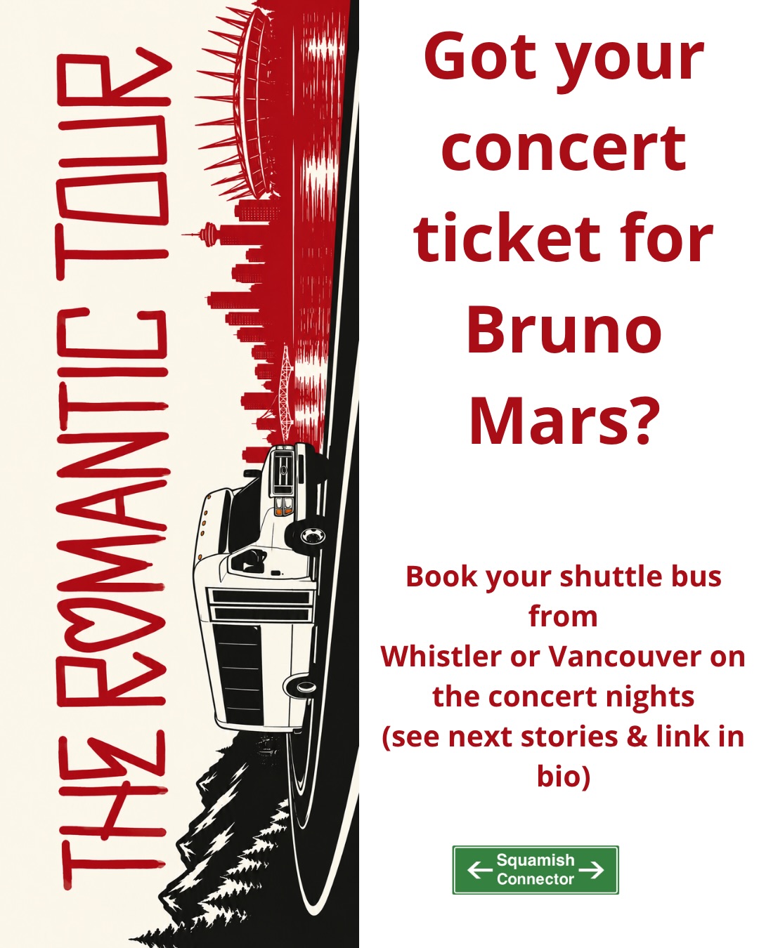 Hi All. We are planning shuttles for every night he’s in town. We need you to sign up! Follow the link in our bui@or check out the QR code on the night you want to go to book your seat!
#brunomarsconcert #brunomarsvancouver #shuttlebus #concertshuttle #brunomarsfan