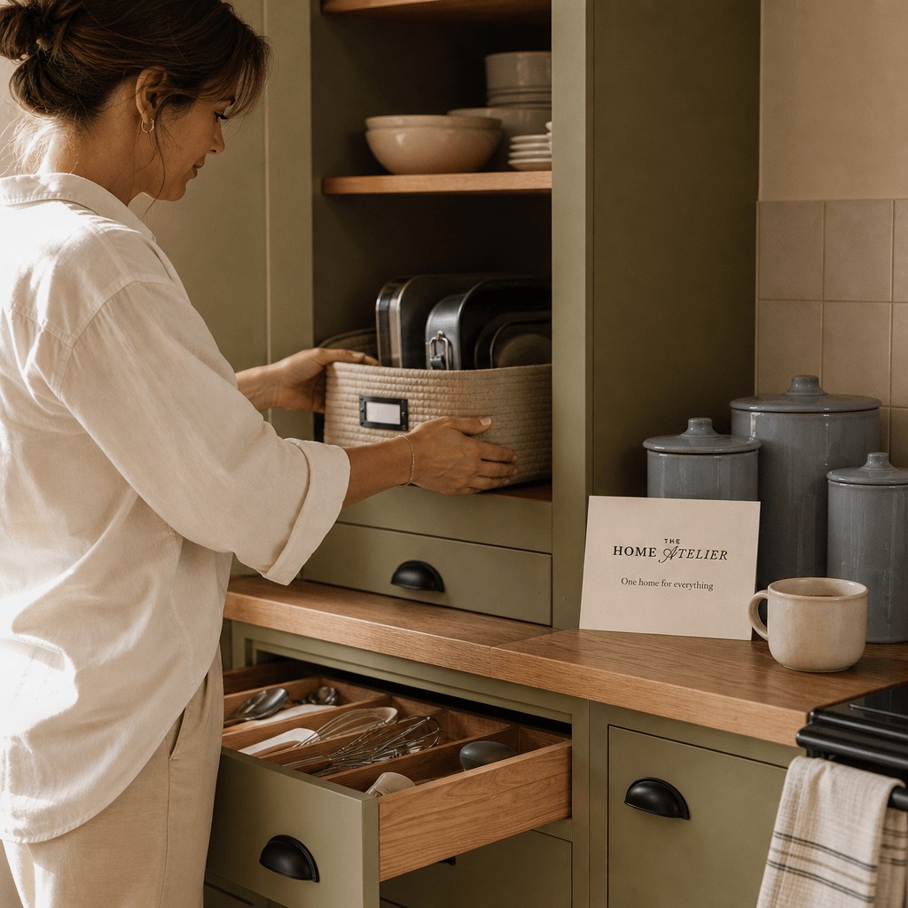 Every cupboard has a "everything drawer." The problem starts when the whole kitchen becomes one.
Our fix: one home for every item, chosen by how often you actually reach for it.
Daily items at eye level. Occasional ones higher up. Everything else, out.
Simple to set up. Even simpler to keep that way. 🍽️
#HomeOrganisation #KitchenSystems #YorkshireDalesHome #ClearSpaceClearMind
