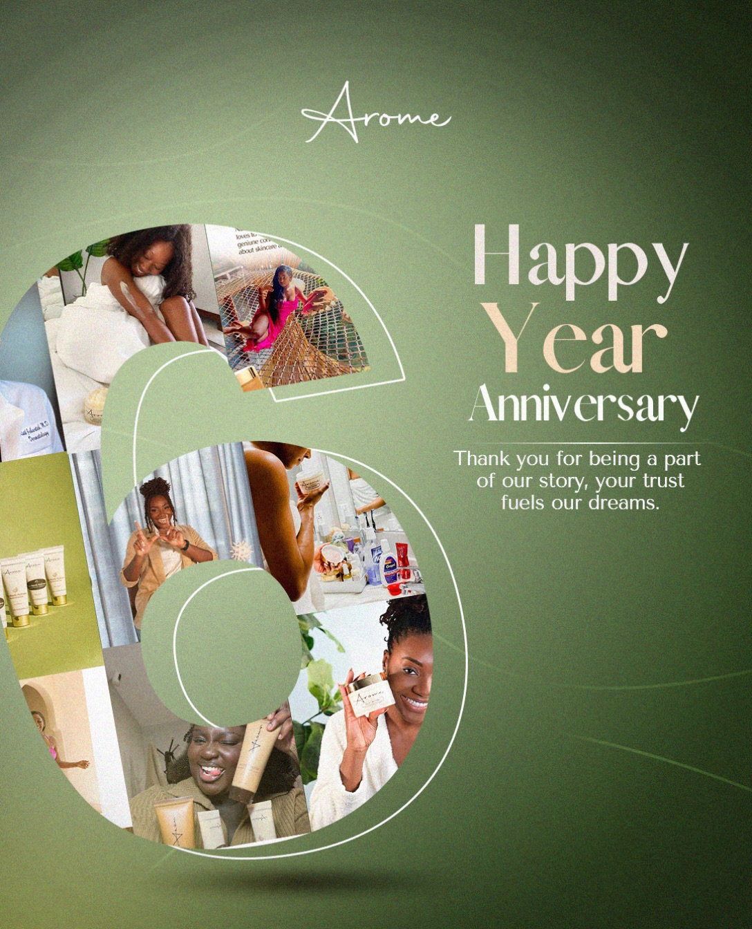 Thank you for being part of our story, for choosing us, supporting us, and growing with us.
Here’s to 6 beautiful years of Arome, and many more to come. 🥂🤎
#shoparome #aromeanniversary #6years #dmvskincare #blackownedbusiness