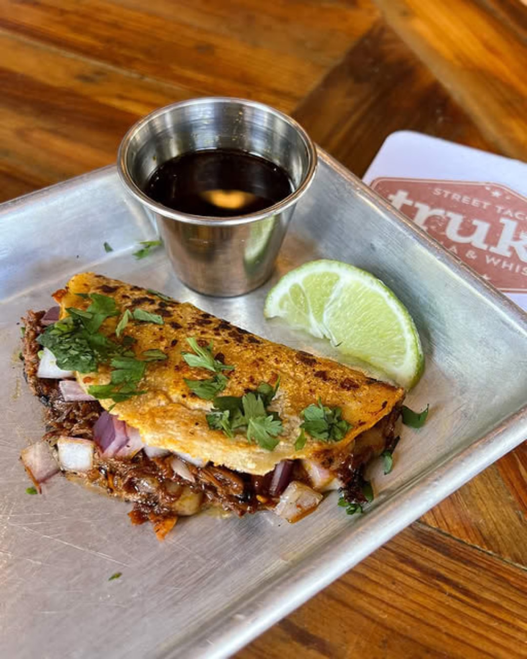 W.T.F. - weekly truk’t feature
QUESABIRRIA TACO - birria, Chihuahua cheese, cilantro, red onion, house-made consomé.
Available through 10/12.