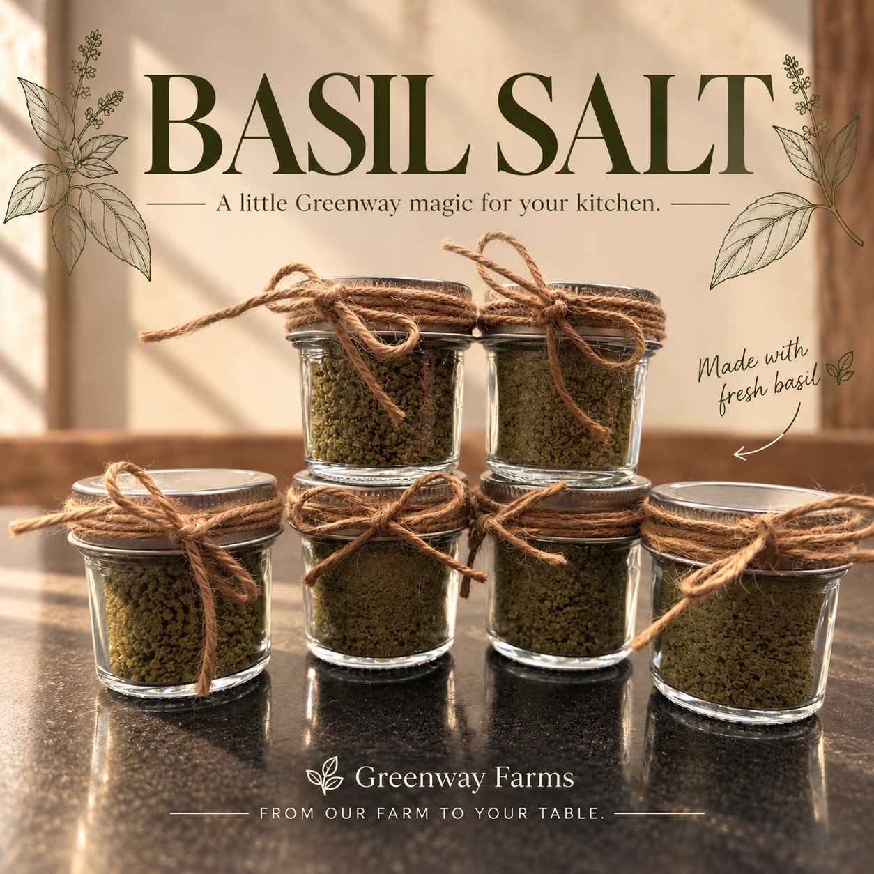 A little basil. A little salt. A whole lot of flavor. 🌿🧂
Our basil salt brings the fresh, aromatic taste of basil to your everyday cooking. Sprinkle it over tomatoes, roasted vegetables, eggs, pasta, salads or anywhere that could use a little extra something.
