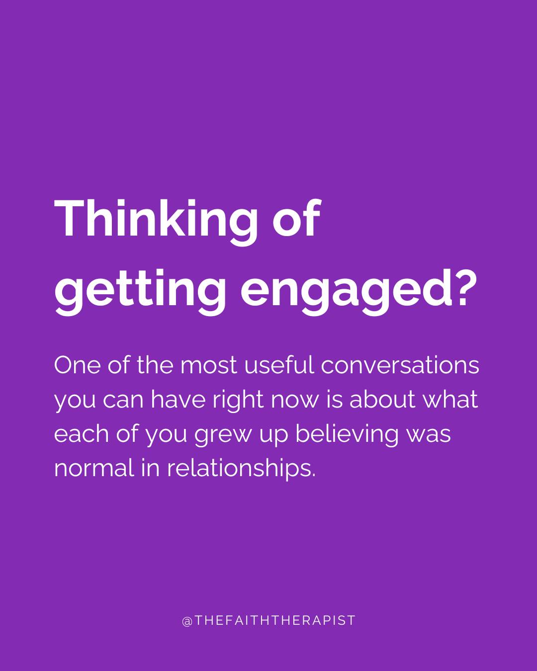 You learn a lot about relationships before you ever have one of your own 💜
You watch how the adults around you handle arguments. You notice who makes decisions. You learn whether money gets talked about openly, whether affection comes easily and how much say family has in each other’s lives.
You also pick up ideas about faith, marriage and what different people are expected to contribute to a relationship.
Then you build a serious relationship with someone who’s grown up with their own version of normal.
That can help explain why some differences feel bigger than expected.
Family involvement. Money. Conflict. Affection. Roles. Faith.
If you’re thinking seriously about getting engaged, these are useful areas to talk through before you make that decision.
Start with one:
What did you grow up seeing as normal here?
And what do we want this to look like for us?
Save this so you can come back to these questions together 🦋
