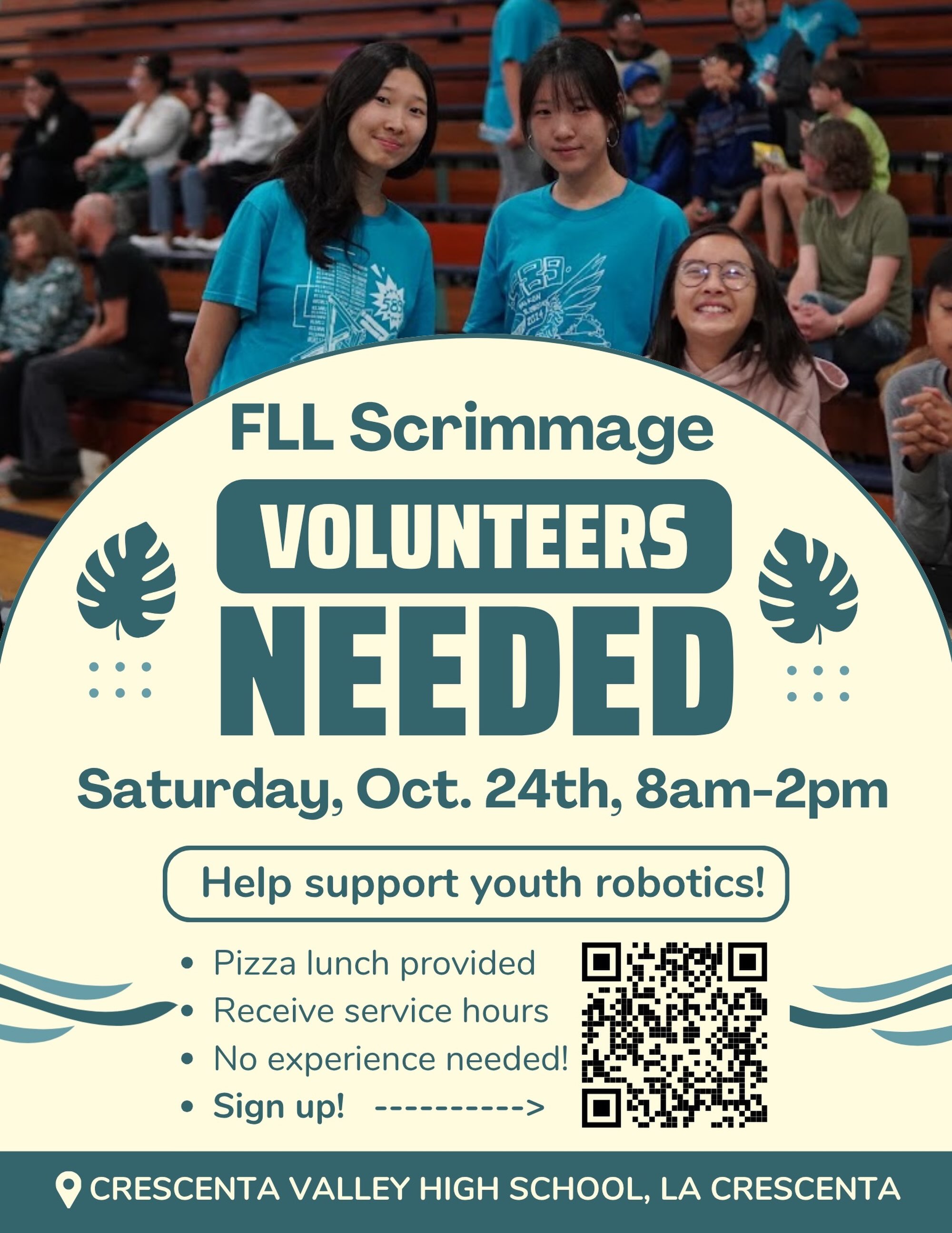 Looking for volunteers (no experienced needed!) to help with our annual First Lego League Scrimmage!! It will be held Saturday, Oct 24, and we're asking volunteers to stay from 8-2pm. Thank you and sign up here! https://docs.google.com/forms/d/e/1FAIpQLSfLGMS7FEMVTeT_Wmx8sbX3qWzdjsOKvx8k4db0XHwkMy3uDg/viewform