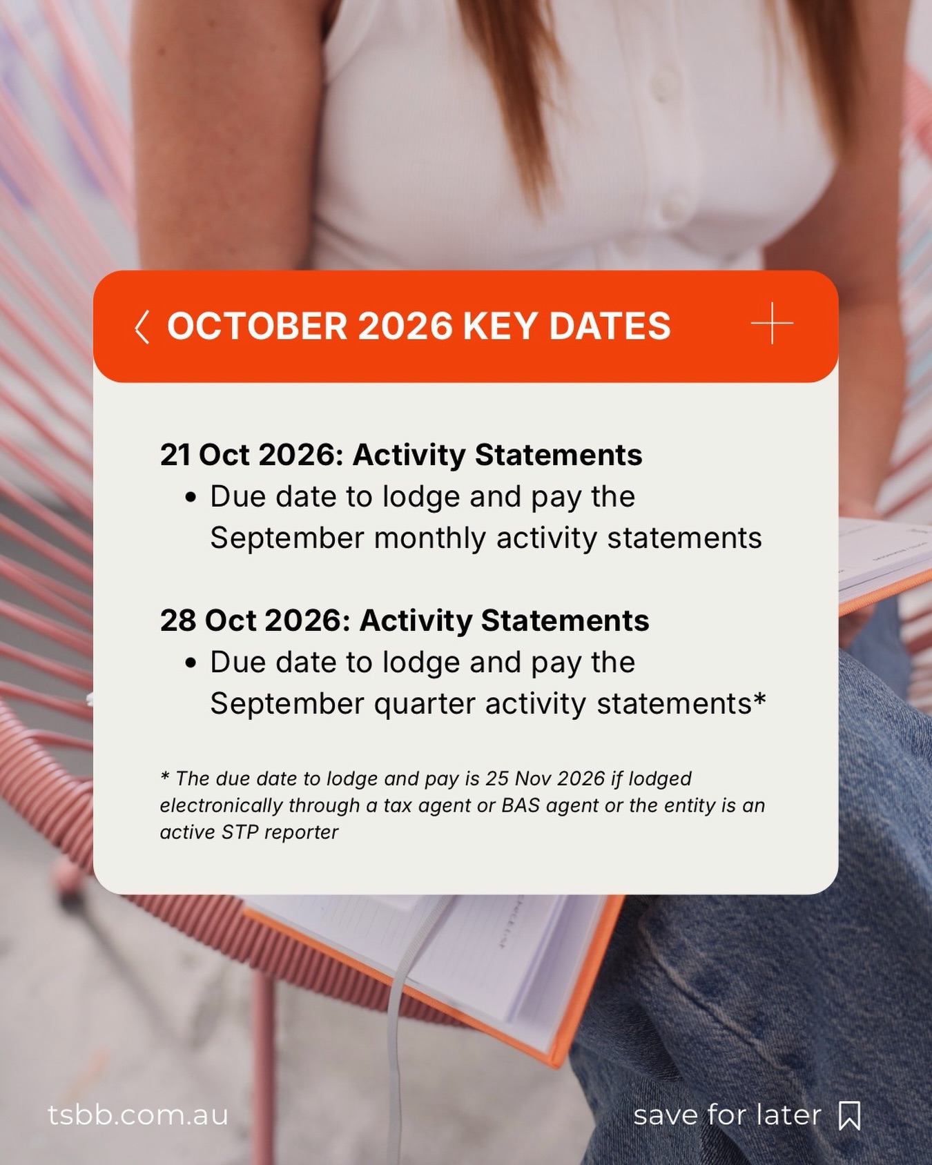 Mark your calendar for these important key dates.
Found this helpful? Follow our page for more bookkeeping, financial and smart business tips to help you grow your business.
.
.
.
#thesmallbusinessbook
#perthbookkeeper
#perthaccountant
#WAbookkeeper
#WAaccountant
