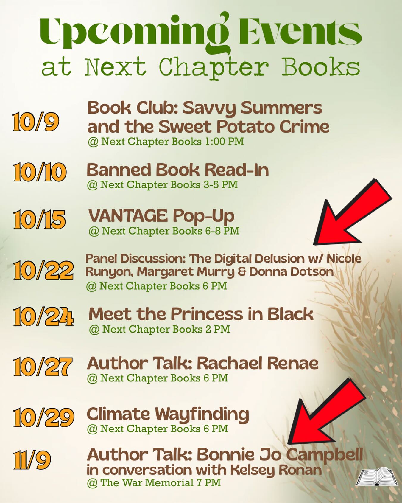 Added events!
Come gather with us.
#nextchapterbooksdetroit #detroitisforreaders #indiebookstore