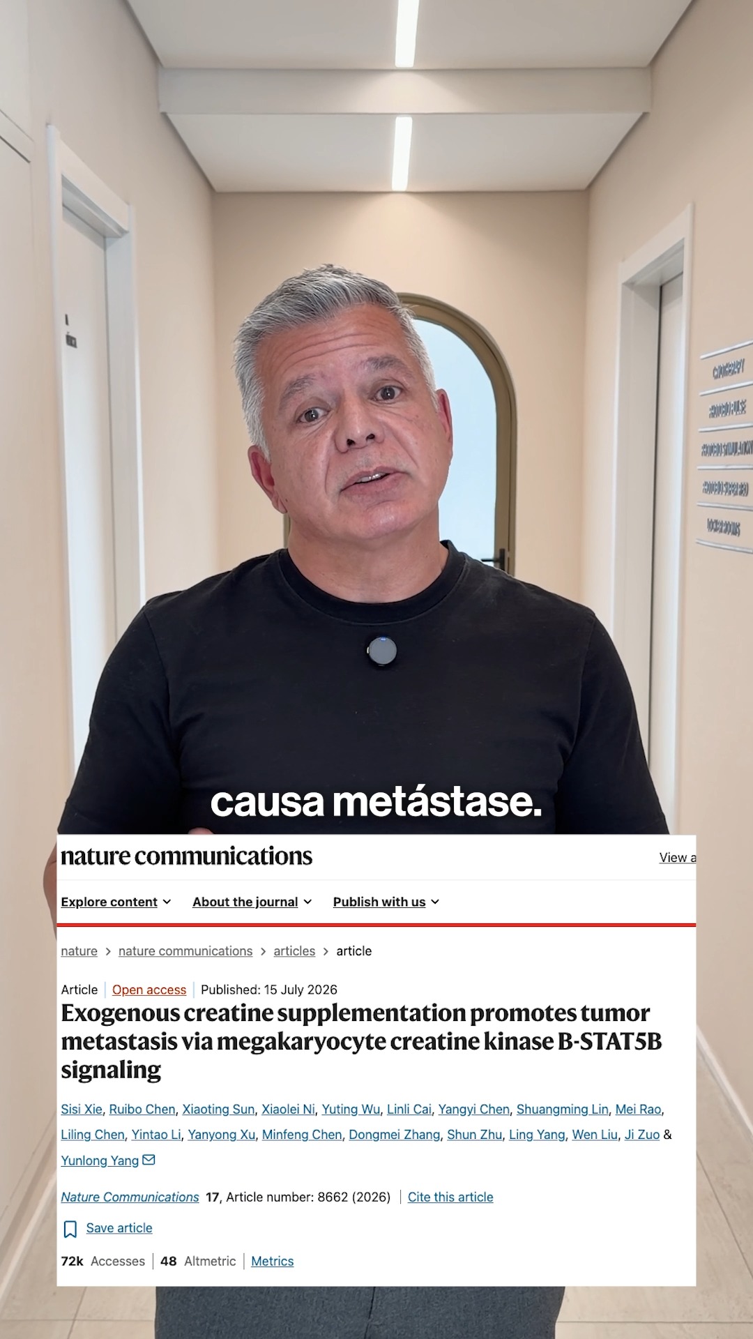“Creatina causa metástase.”
A manchete assusta, mas não conta a história toda.
O estudo citado foi realizado em ratos que já apresentavam tumores importantes. Mesmo com o aumento observado no número de metástases, não foi possível comprovar que a creatina tenha causado esse fenômeno.
Além disso, esses resultados não podem ser automaticamente transferidos para seres humanos. Até o momento, não há comprovação de que a creatina cause metástase em pessoas.
Para quem tem indicação e acompanhamento adequado, a creatina continua sendo uma opção segura, com benefícios para os músculos e também para a função cerebral.
Antes de abandonar um suplemento por causa de uma manchete, procure entender o que o estudo realmente demonstrou.
#Creatina #Suplementação #Saúde #Medicina #EvidênciaCientífica