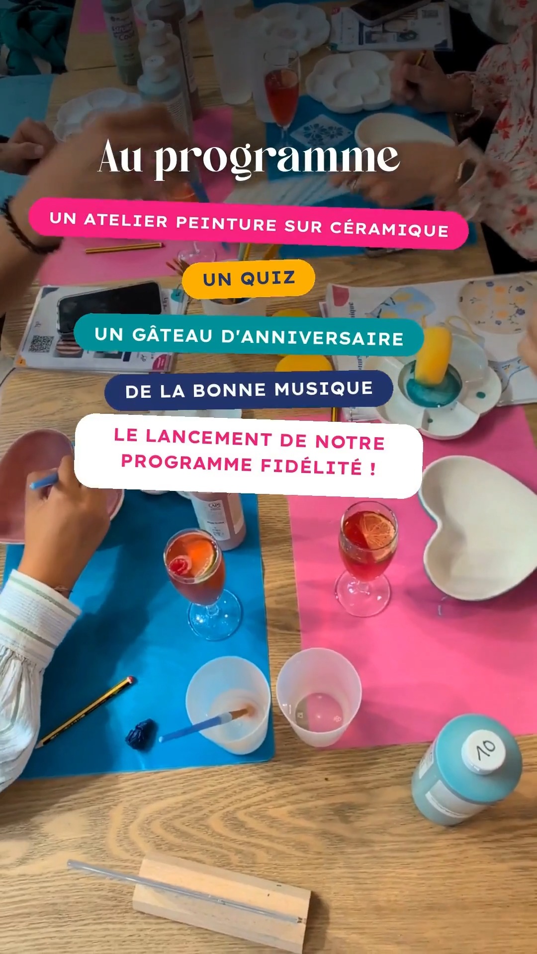 On a fêté nos 1 an ! 🥳
Très heureuses de cette super soirée avec vous, un grand MERCI. Hâte de vous voir encore plus nombreux pour cette année à venir !
Et pour vous remercier de votre fidélité, on a créé notre Pass créatif, un programme fidélité ! Viens chercher ta carte à l'atelier, de nombreux avantages ! ✨🤩🥰
#fidélité #ateliercréatif #activitétours #momentsapartager #couleurs