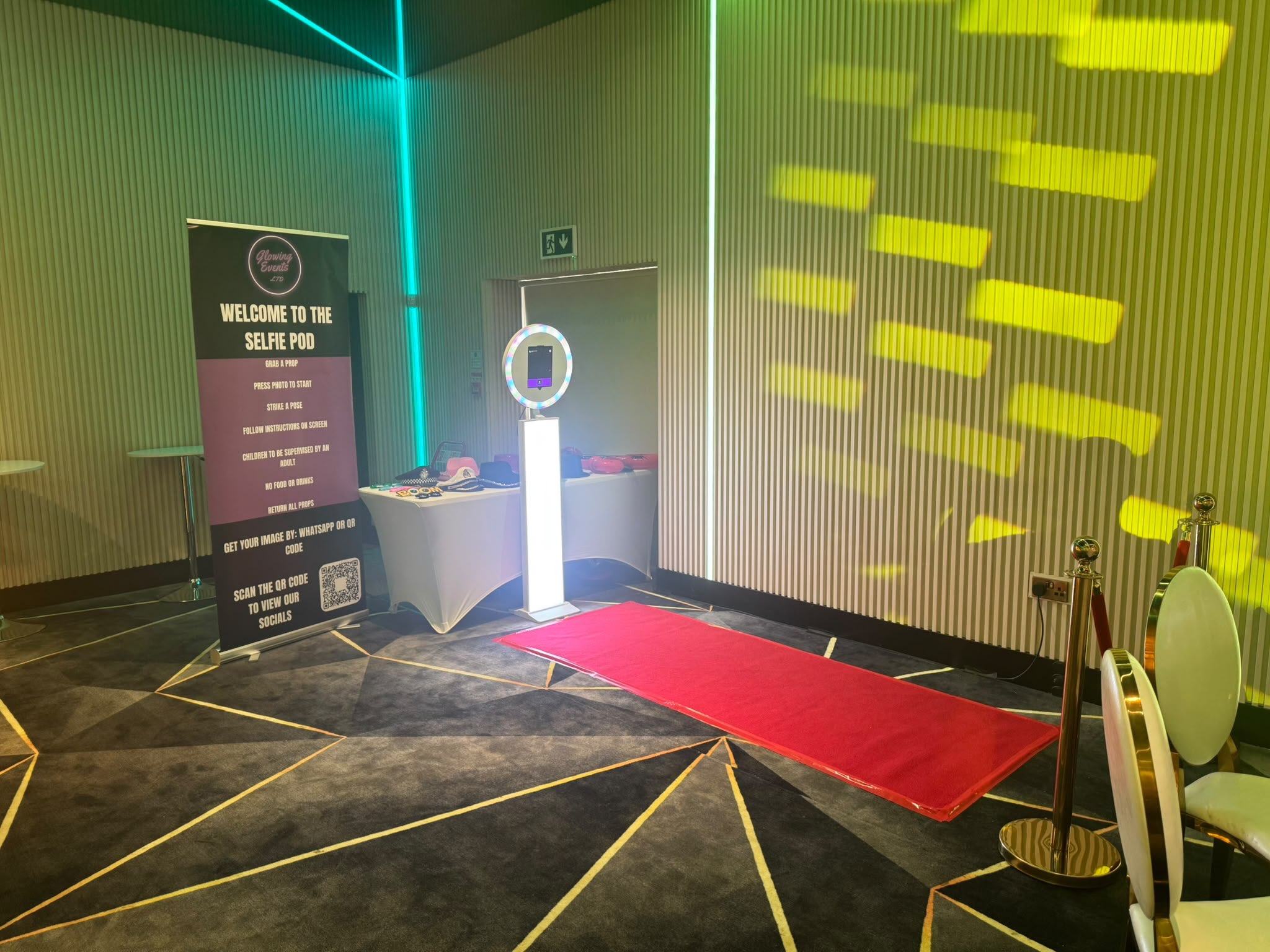Digital selfie pod, one of our most popular items, we have 3 pods to choose from white, black or vintage. £199 for the whole of your event ( up to 12 hours) includes props, personalised photo design, instant sharing to guests and link to online gallery day after event. Travel fee may apply.