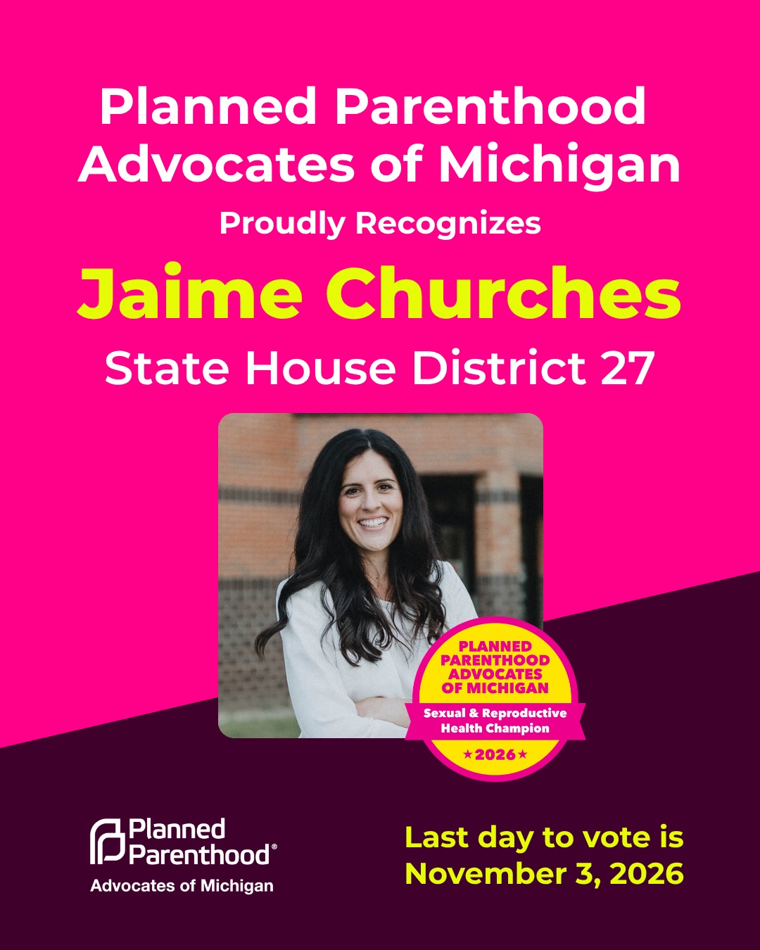 Congratulations to our 2026 Sexual and Reproductive Health Champions for Michigan House Districts 27-52. We are grateful for your commitment to protecting and expanding access to reproductive health care in Michigan!
Check out our 2026 PPAM General Election Guide to see the full list of candidates who have earned our Sexual and Reproductive Health Champion designation, and make your plan to vote by November 3!
Get your copy today at the link in our bio.