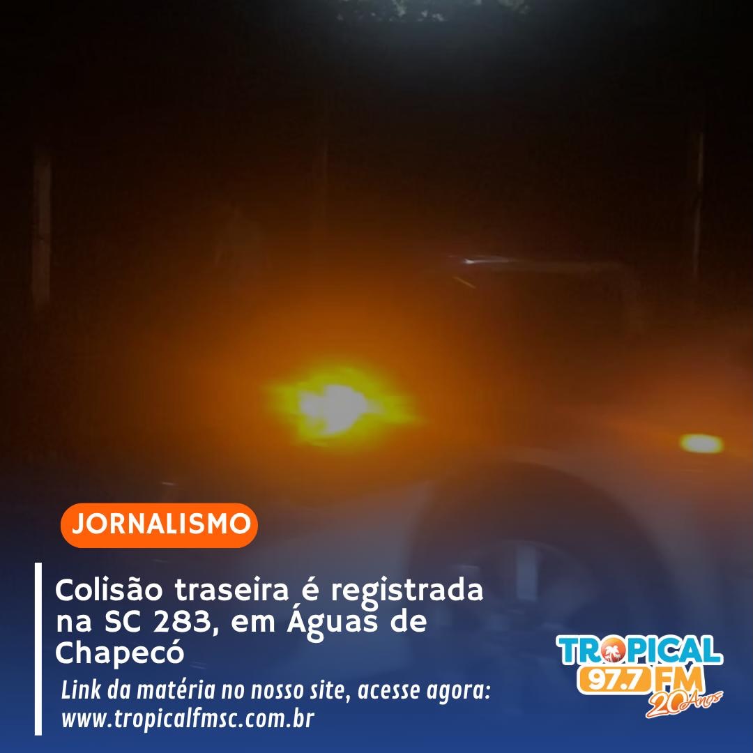Uma colisão traseira foi registrada, por volta das 21h30 da noite deste domingo (4), na SC 283, em Águas de Chapecó. Foi próximo a lombada física, que fica na saída, sentido Planalto Alegre.
Um veículo Sedan branco colidiu na traseira de um SUV vermelho. O Corpo de Bombeiros foi acionado e no local prestou atendimento a um dos motoristas. Os dois carros tiveram danos de elevada monta.
As Circunstâncias da batida não foram mencionadas.
Tropical FM/EC